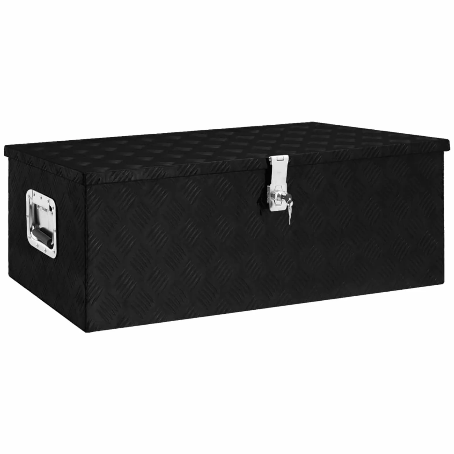 ShGaxin Aluminiowa skrzynka magazynowa czarna 90x47x33,5 cm, metalowa skrzynka narzędziowa, skrzynka na narzędzia, aluminiowe pudełko