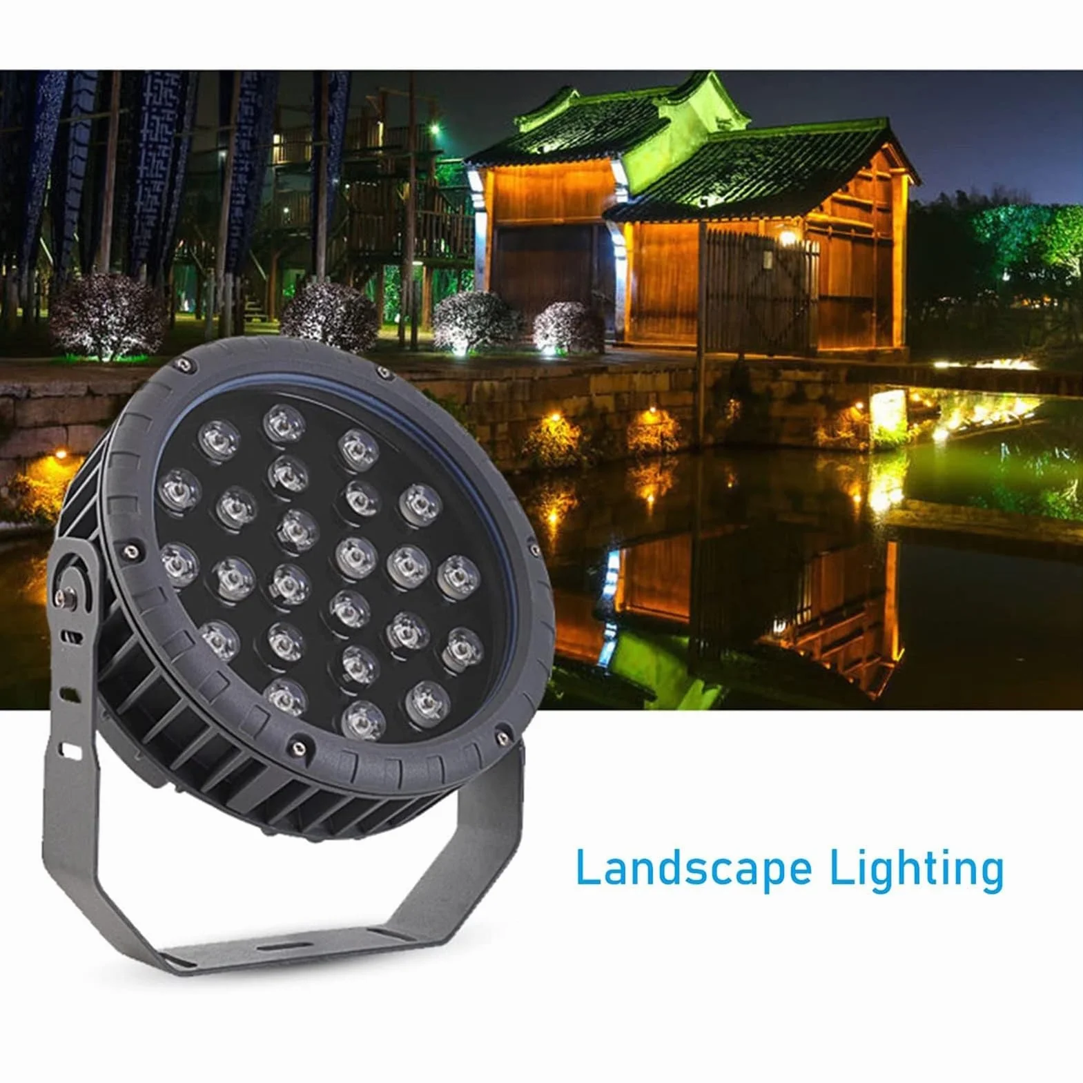 Reflektor obrotowy - wiązka LED 270°, zewnętrzna dekoracyjna okrągła lampa 111-240 V, wodoodporna IP65, oświetlenie drzewa parkowego, do ogrodu, trawnika, podwórka, willi, ścieżki, oświetlenia
