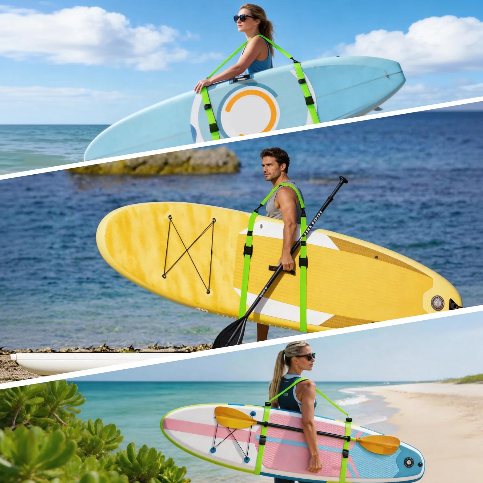 SUP pasek do noszenia, regulowany pasek do noszenia, akcesoria SUP, pasek do noszenia deski surfingowej, deski do wiosłowania, kajaka, longboard, kajaka i SUP Paddle