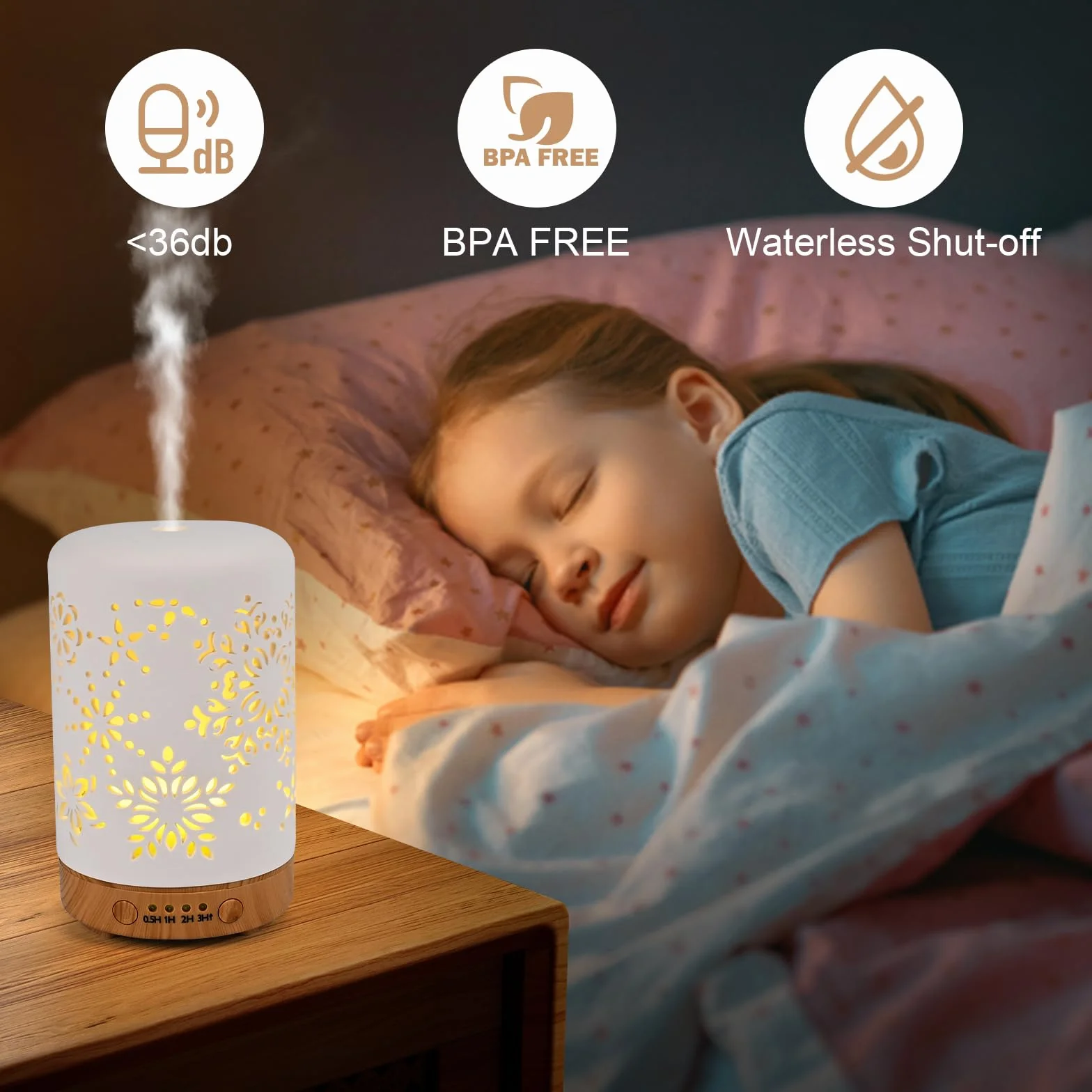 GuKKK 100ML Ceramiczny Dyfuzor Aromatyczny do Olejków Eterycznych z Regulowanym Trybem Mgły, 7 Kolorów LED, Timer