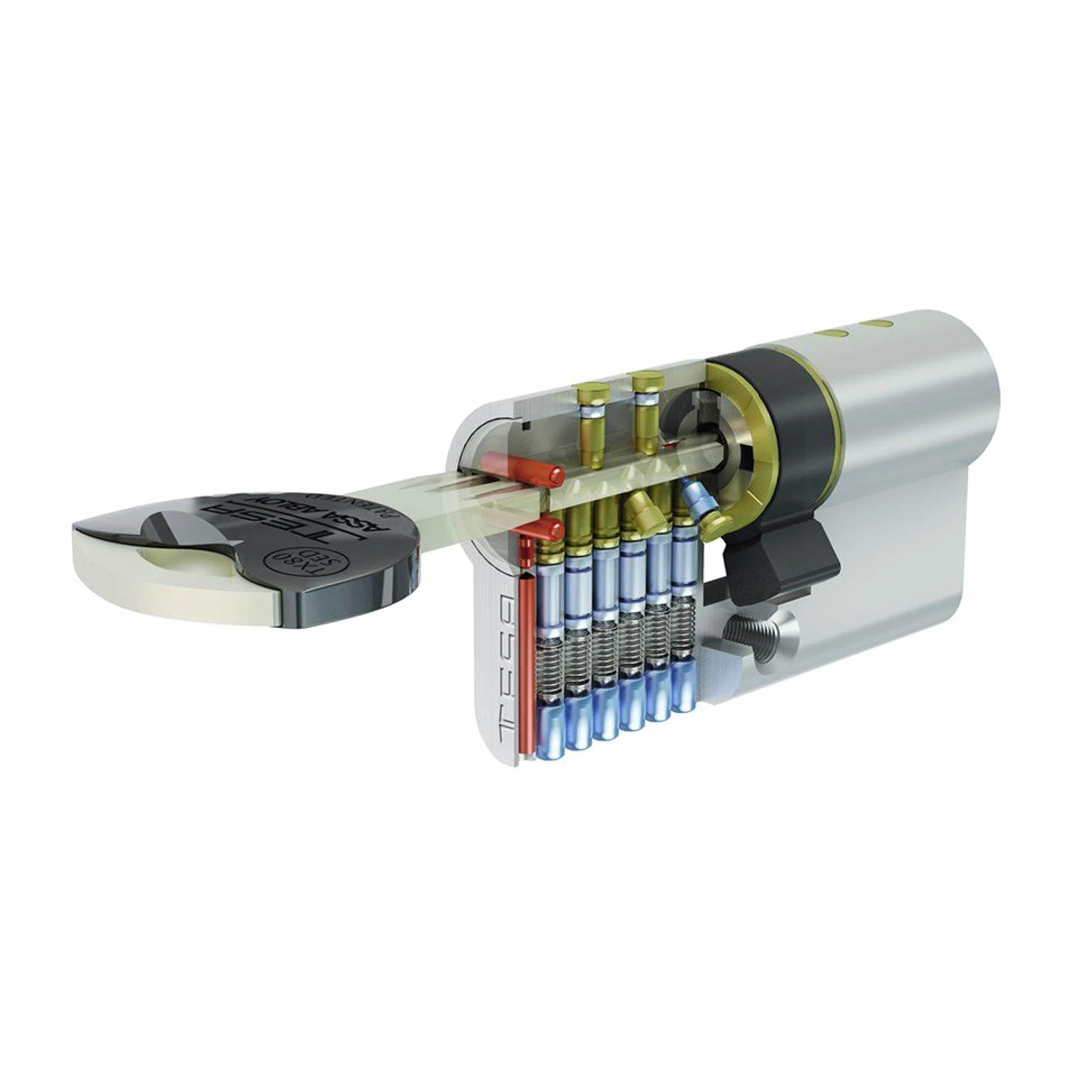 Tesa Assa Abloy TX854040L TX80 wkładka bezpieczeństwa wkładka europrofilowa 40x40 mm mosiądz do drzwi i zamków europrofilowych idealna do wymiany i nowych instalacji wkładka z gałką