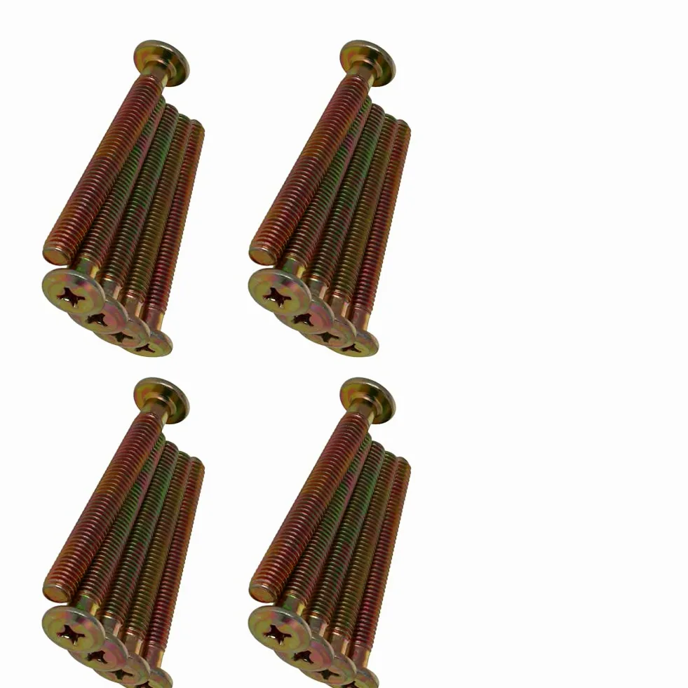 Śruby z łbem płaskim, śruby krzyżakowe, M8 x 65 mm, stal węglowa, śruby maszynowe, pełny gwint, kolorowe metalowe śruby mocujące, 20 szt