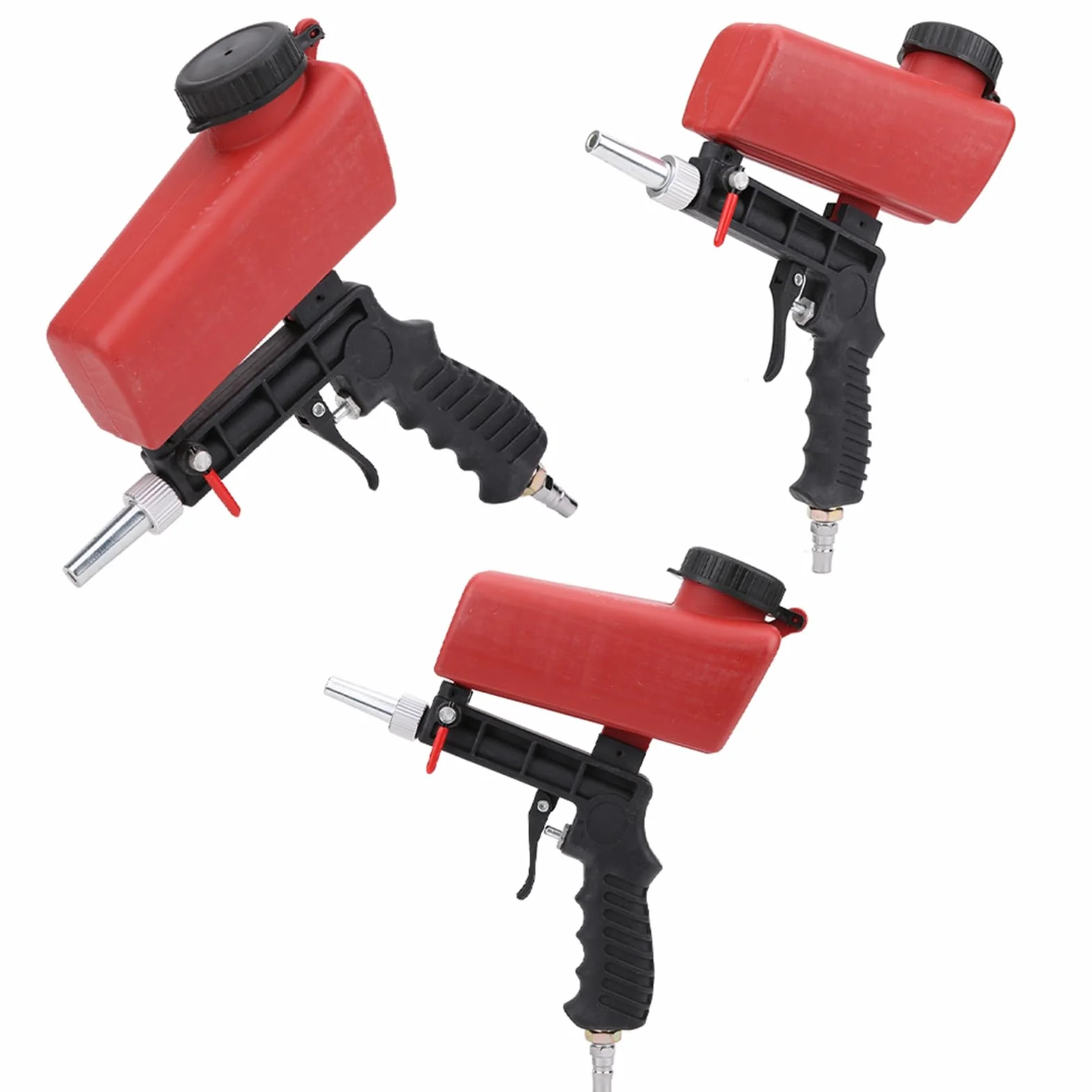 90PSI SandBlaster Gun Kit, Ręczny Pistolet do Piaskowania Grawitacyjnego do Usuwania Farby, Plam, Rdzy, Brudu z Powierzchni, Pneumatyczny Pistolet do Piaskowania z 2 Wymiennymi