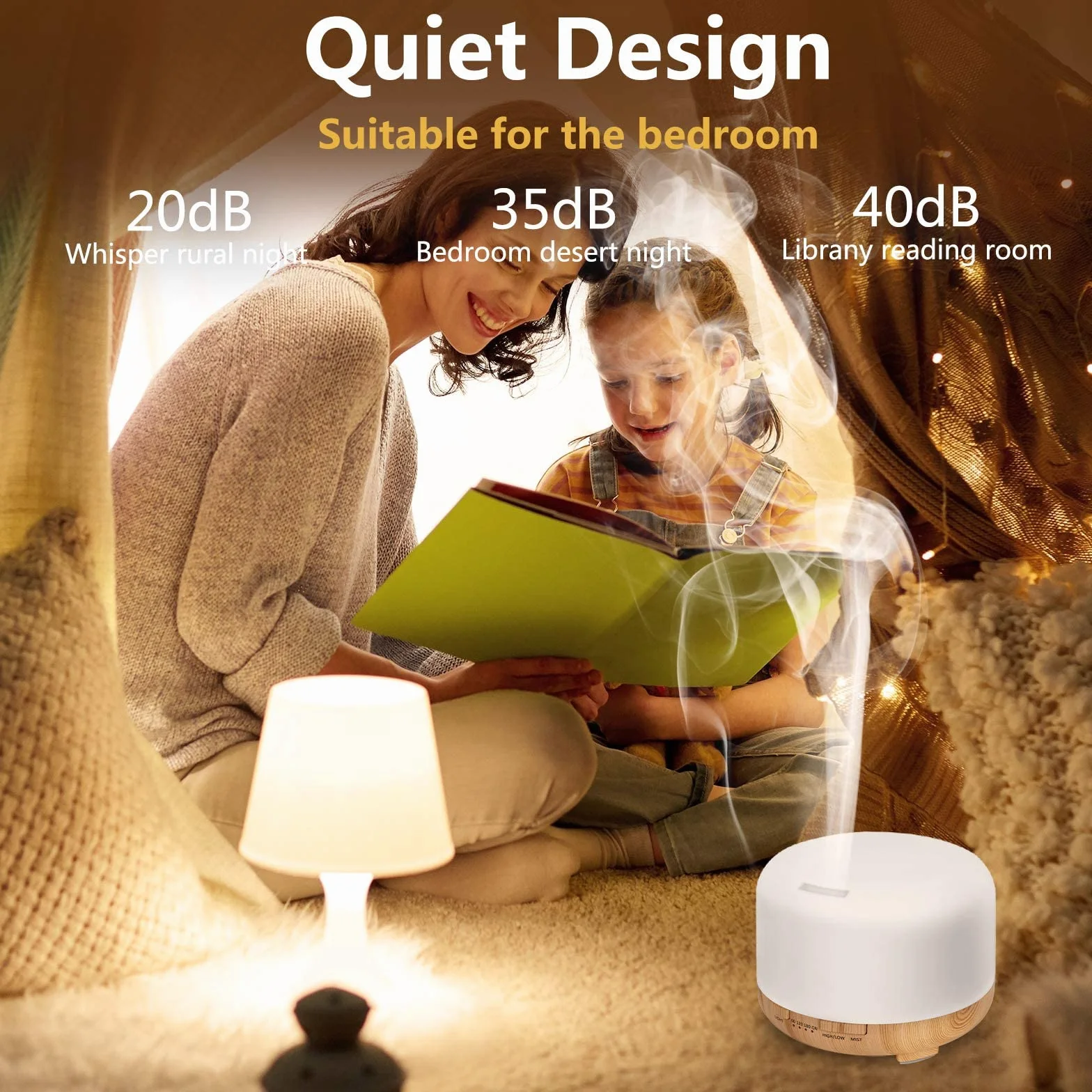 Hianjoo Dyfuzor zapachowy ultradźwiękowy 450 ml z timerem LED 7 kolorów