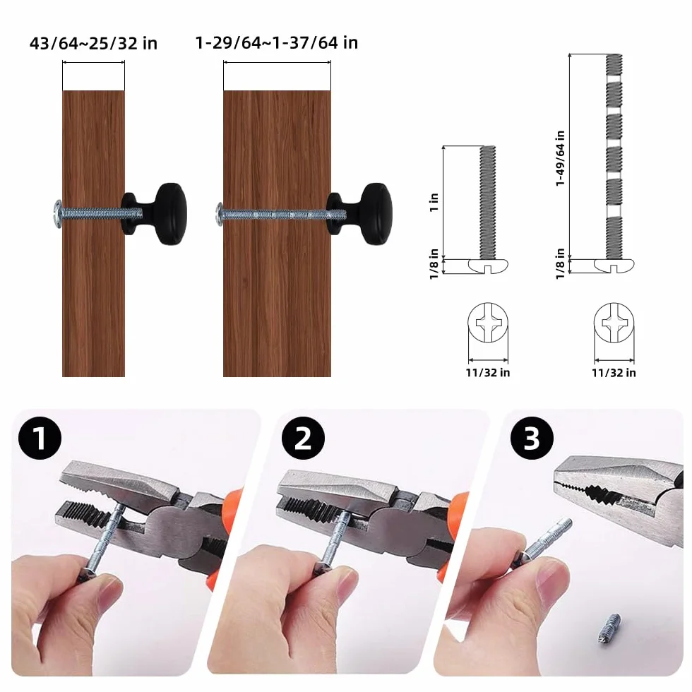 Gałka do szafki ze szczotkowanego brązu, lita ze stopu cynku, 10 sztuk, okrągły radełkowany uchwyt do szafek, okucia do szuflad (16, Soft-Touch Black)