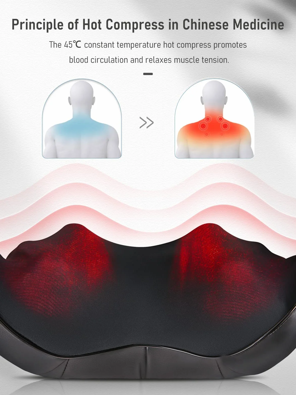 Masażer ramion i szyi Shiatsu 3D z podgrzewaniem czarny