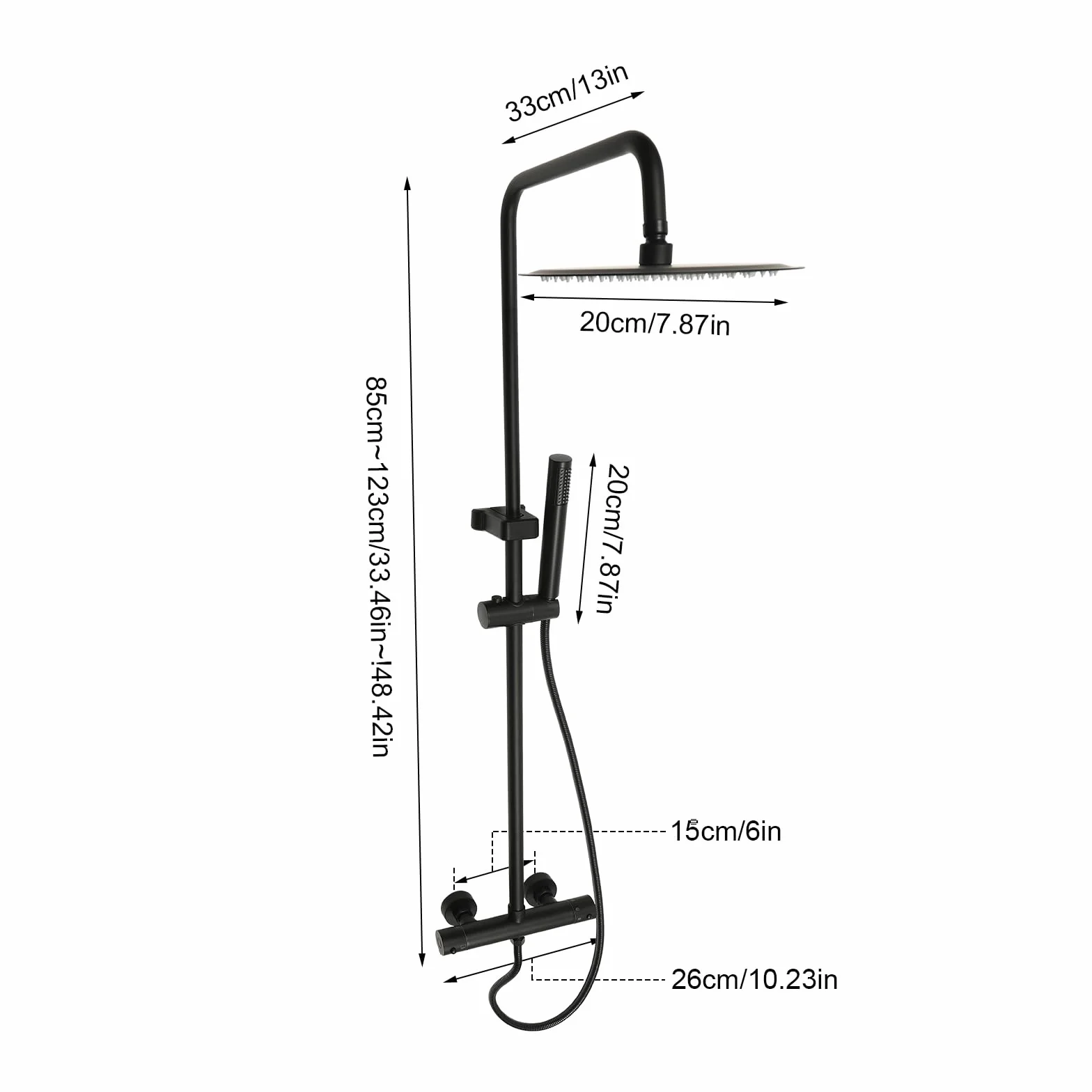Termostat system prysznicowy z zestawem prysznicowym, armatura prysznicowa, kompletny zestaw ścienny, kompletny zestaw prysznicowy z termostatem, drążek prysznicowy z regulacją wysokości