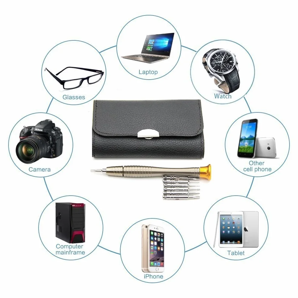 VAKKI Zestaw śrubokrętów precyzyjnych, mini śrubokręt, zestaw narzędzi 25 w 1, ze skórzanym etui do telefonu komórkowego, laptopa PC, zegarka, komputerów, warsztatów elektronicznych, naprawy okularów