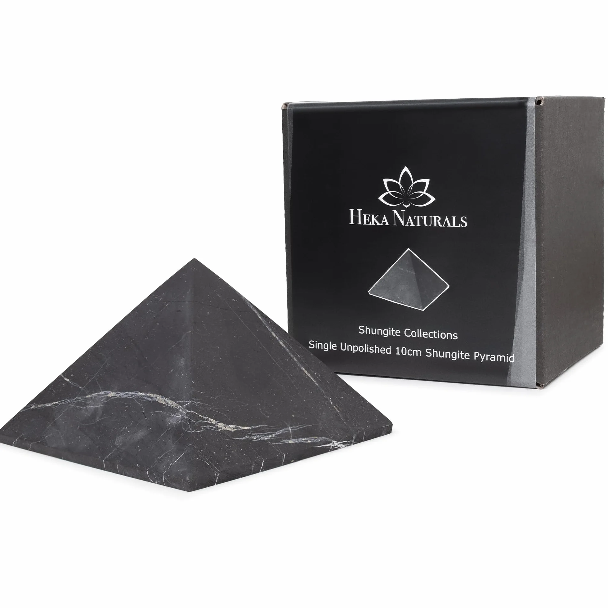Heka Naturals Piramida z Czarnym Kamieniem Szungitowym Dekoracja Biurka Kamienie Czakr Kryształy Lecznicze