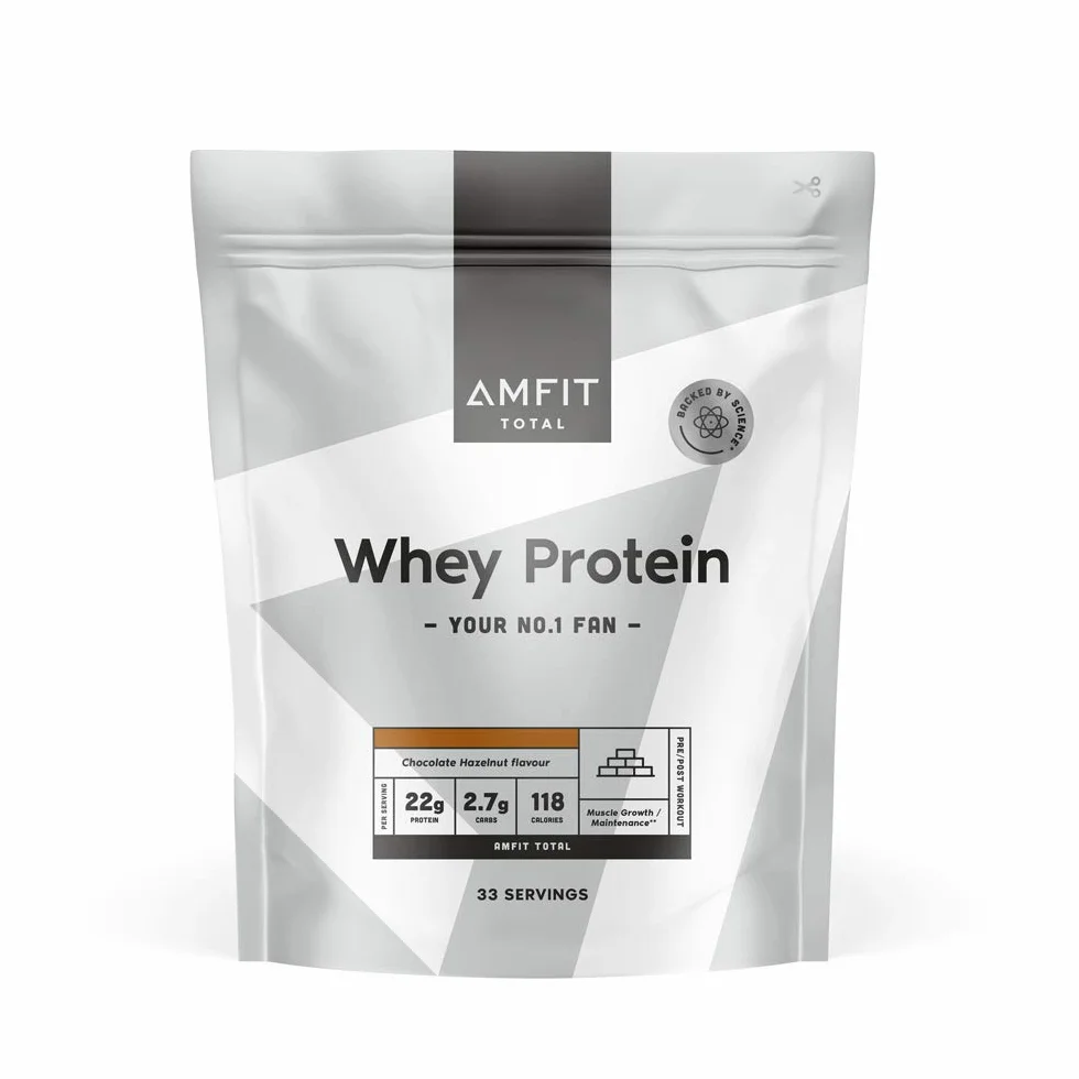 Marka Amfit Nutrition Amfit Nutrition Białko serwatkowe w proszku, orzech laskowy i czekoladowy, 33 porcje, 1 kg (1 sztuka)