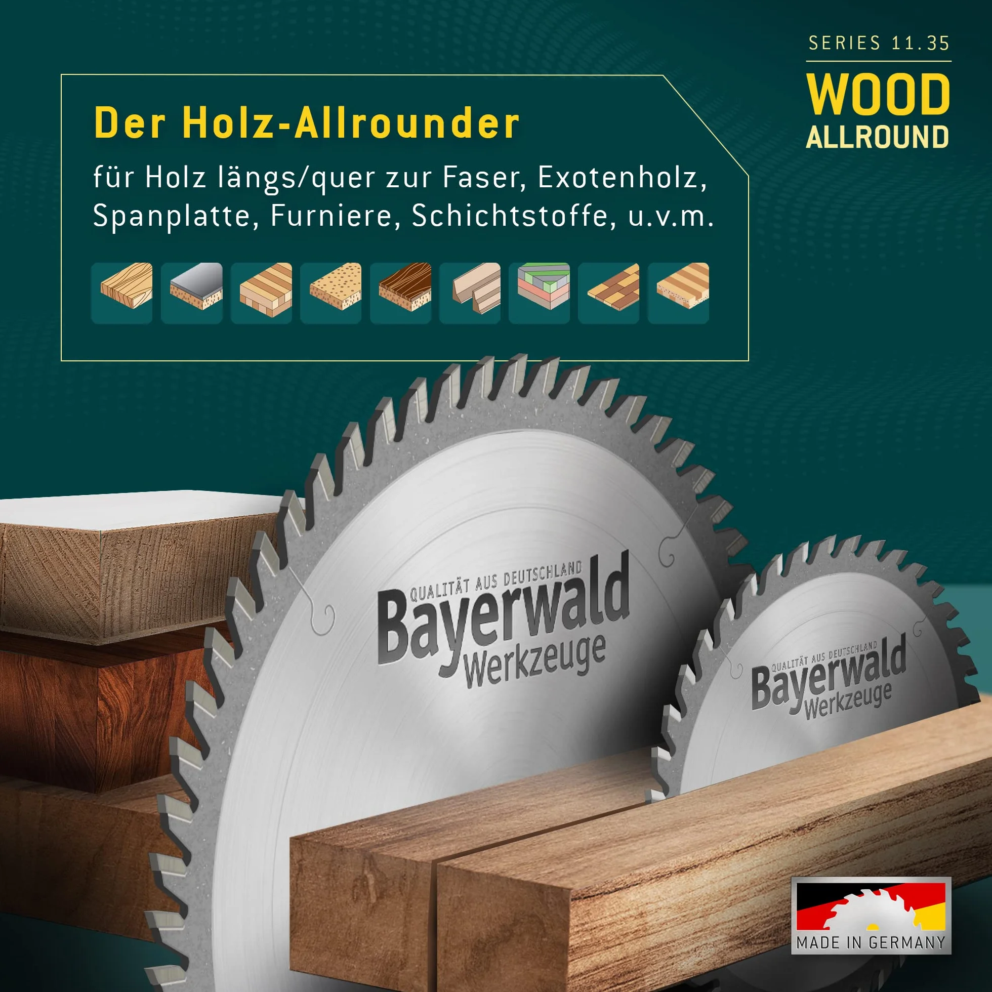 Bayerwald - HM ręczna tarcza do piły tarczowej do drewna - Ø 210 mm x 2,8 mm x 30 mm | ząb zmienny (24 zęby / grubo) | Otwory dodatkowe: 2/7/42