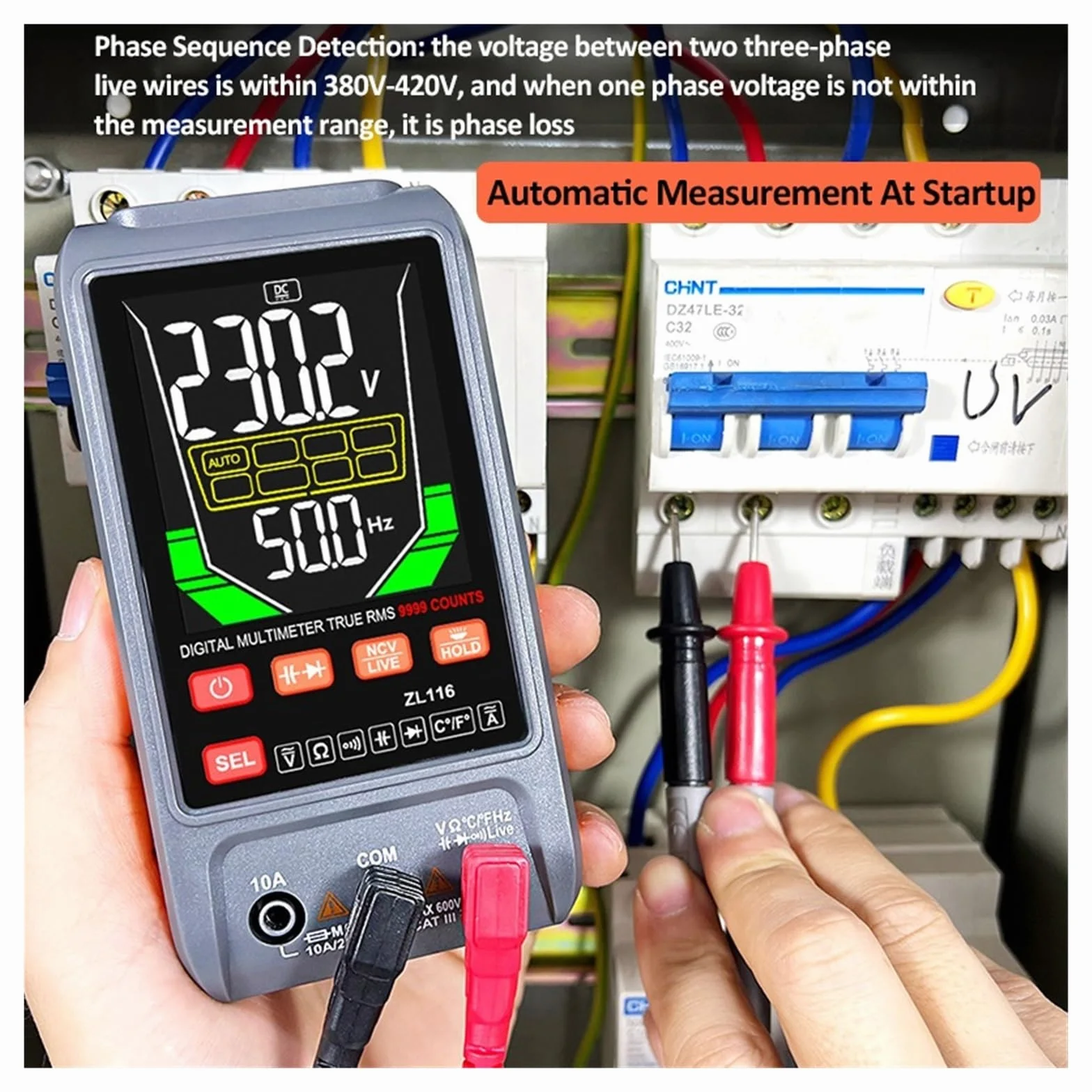 Multimetr Cyfrowy USB Ładowanie Duży Ekran 9999 AC DC Napięcie Prądu T-RMS Automatyczny Zakres Pojemność Temperatura Ohm Tester Szybko Dokładnie Łatwy Odczyt