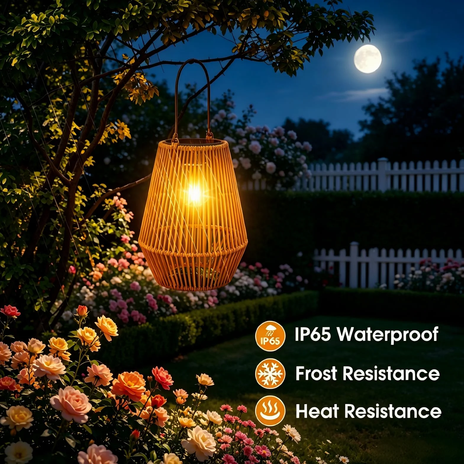 Zewnętrzna lampa solarna do ogrodu, KagoLing 2 zewnętrzna lampa solarna IP65, ręcznie robiona, wisząca latarnia słoneczna, idealna do ogrodów bożonarodzeniowych, Halloween, balkon