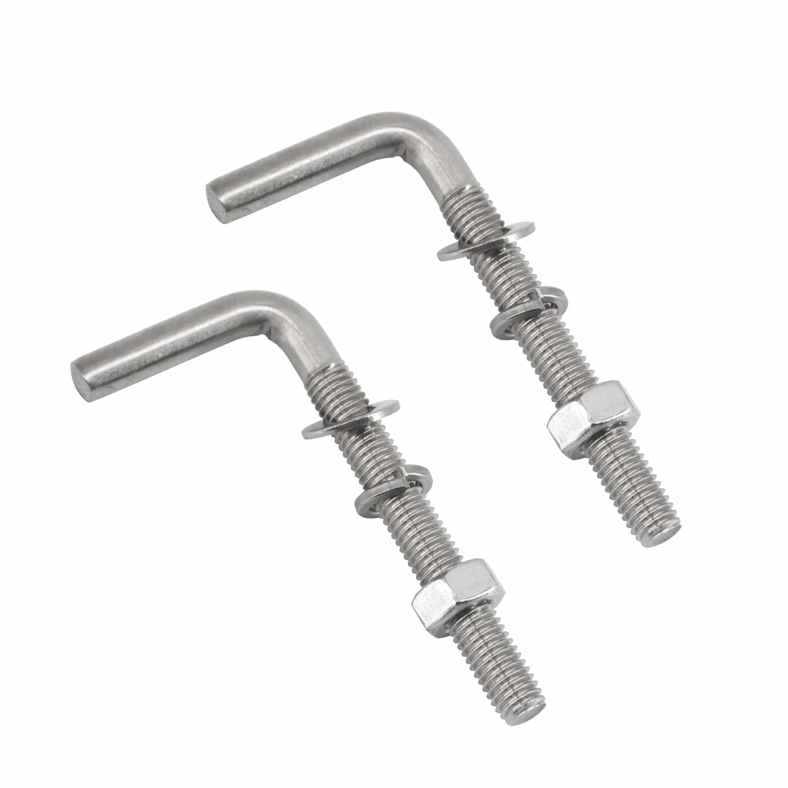 Śruby gwintowane w kształcie litery L M10 x 200 mm ze stali nierdzewnej 304 do fundamentu, kotwy, śrub kwadratowych, haczyków do zawieszenia, 2 szt
