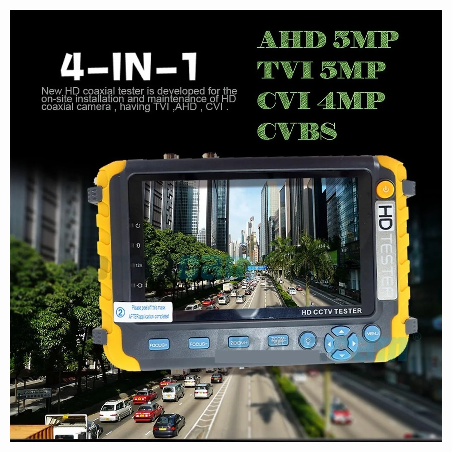 Tester CCTV, IV8W Monitor testera kamery 5 cali | Z TFT LCD HD 8MP TVI AHD 8MP CVI CVBS 1080P Tester CCTV Wejście VGA do testowania kamer CCTV i IP.