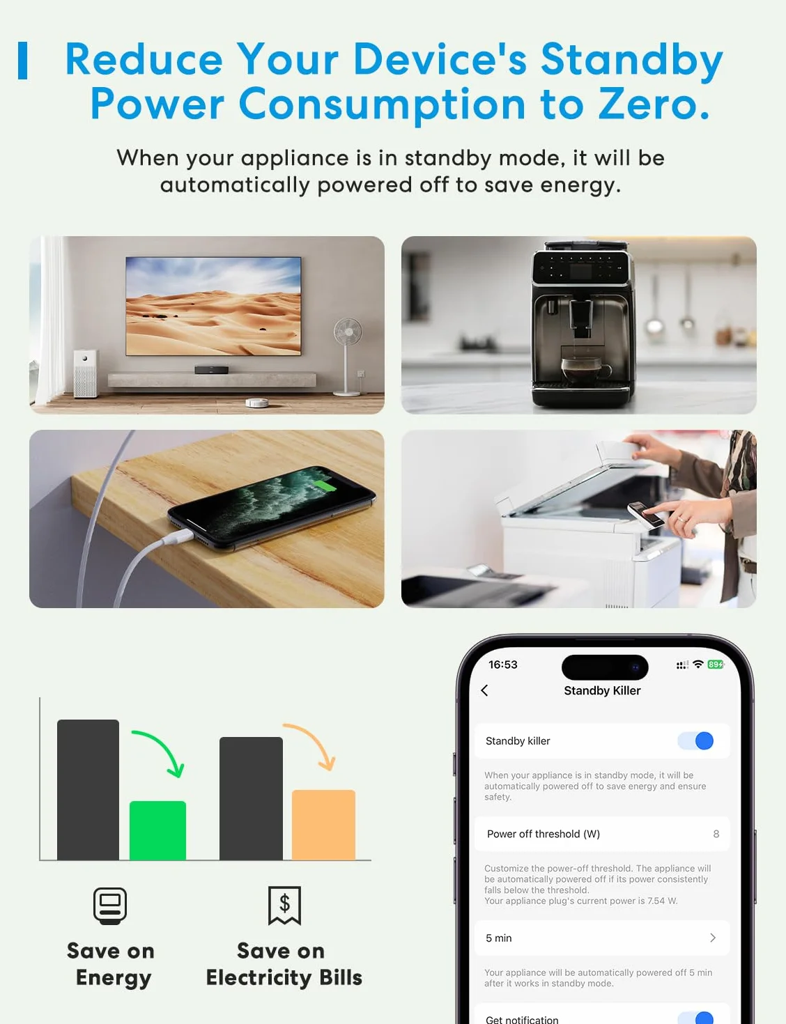 Meross Smart Socket 4 sztuki, gniazdo WiFi z monitorowaniem energii, kompatybilne z Apple HomeKit, Alexa i Google Home, 3840 W, 16 A, 2,4 GHz