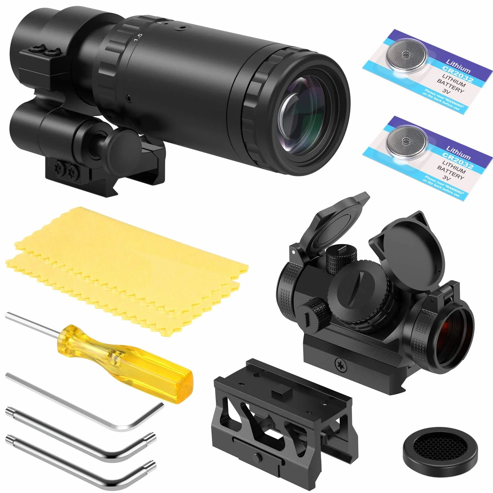 Feyachi V30 2MOA Celownik z czerwoną kropką i lupą M37 1.5X - 5X, Absolute Co-Witness