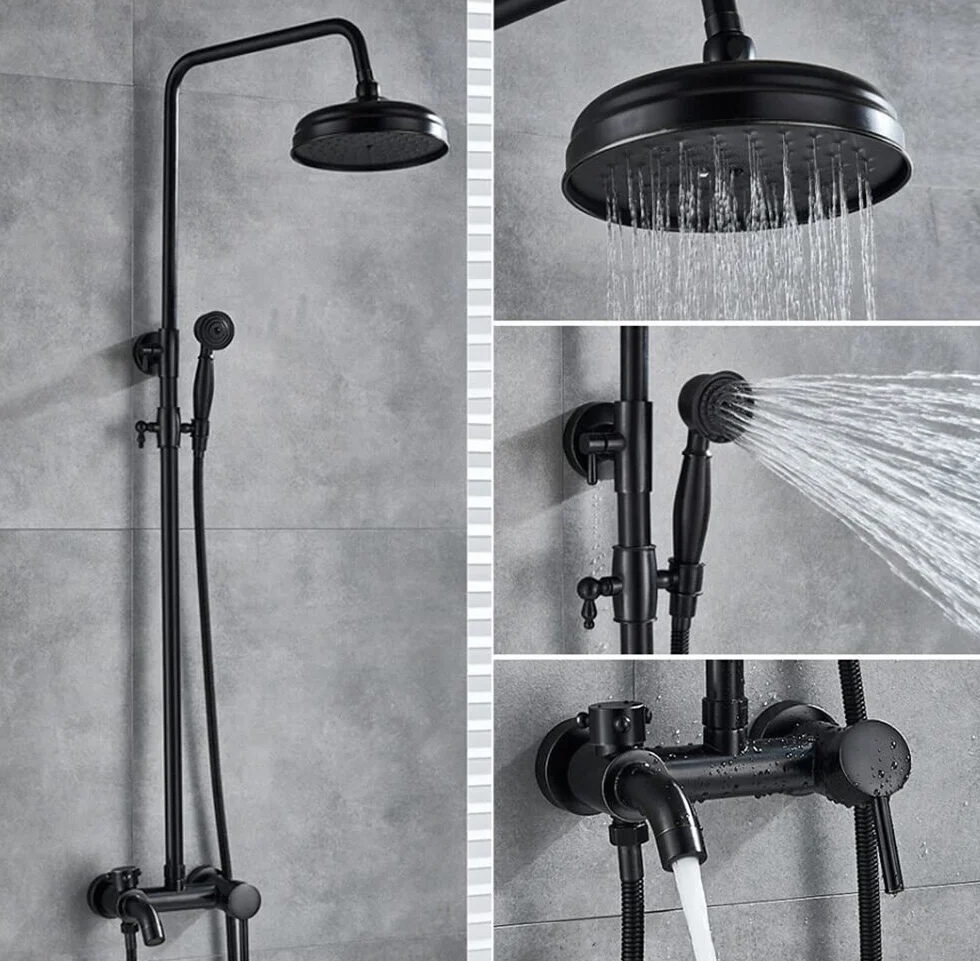 Deszczownica zestaw prysznicowy system prysznicowy armatura prysznicowa Rain Shower Set armatura prysznicowa antyczna nostalgiczna z prysznicem ręcznym montaż ścienny prysznic kompletny panel