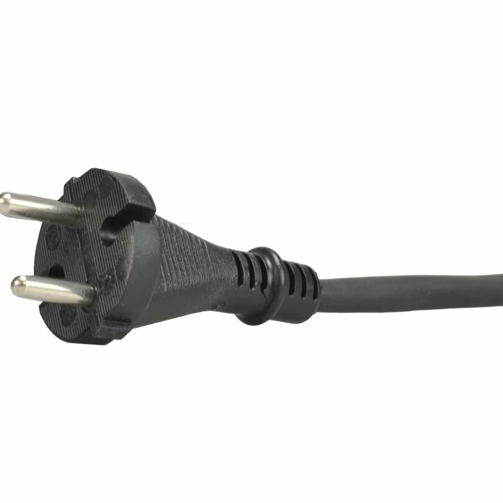 Kabel przyłączeniowy gumowy 2-biegunowy 2 x 1,0 mm2 H05RR-F 2G 1,0 mm2 kabel zasilający z wtyczką kabel gumowy czarny 250 V, 16 A (1,5 metra)
