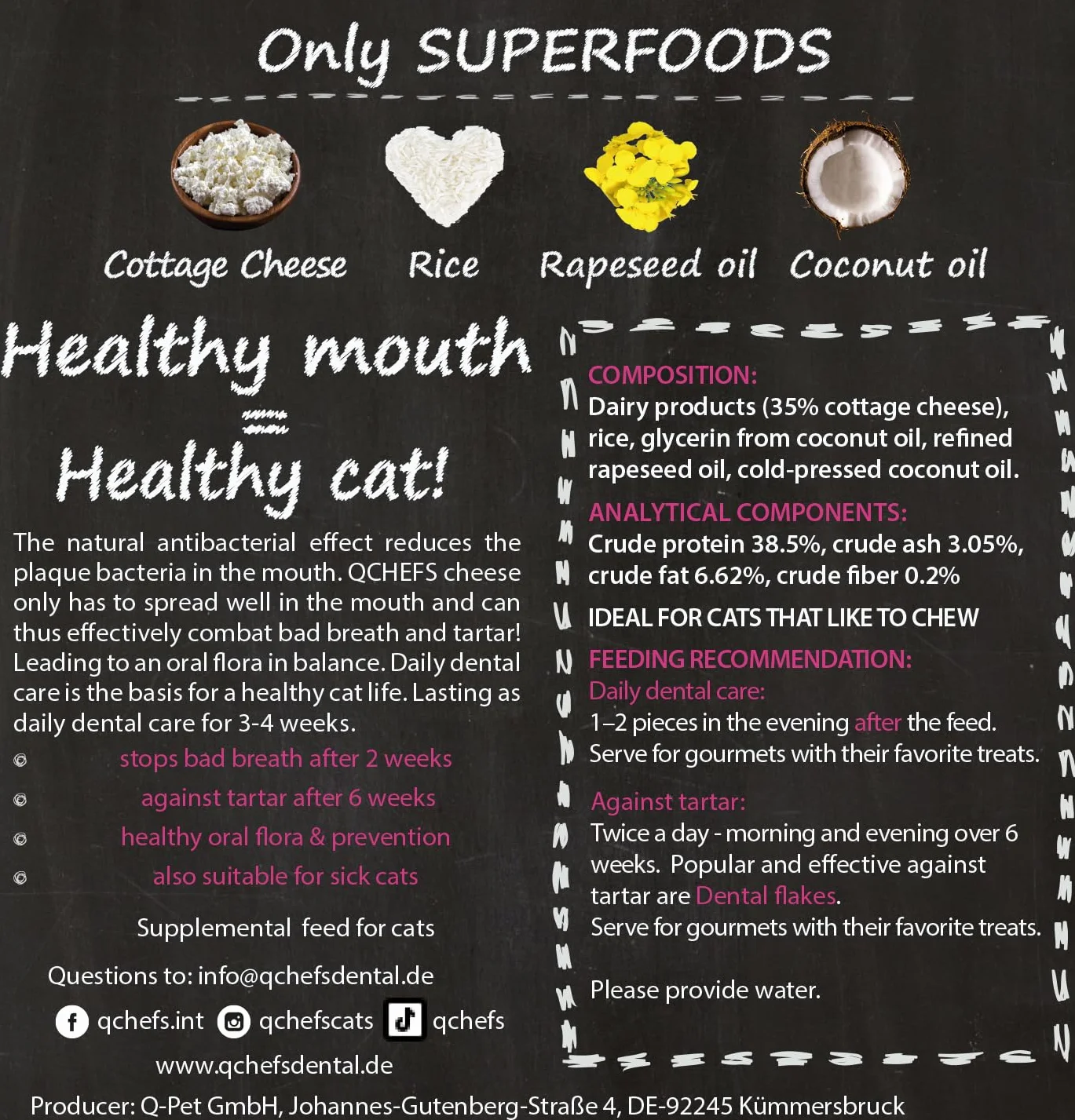 QCHEFS Dental Flips: Patyczek do żucia do pielęgnacji zębów u kotów - antybakteryjne czyszczenie zębów, które usuwa kamień nazębny.