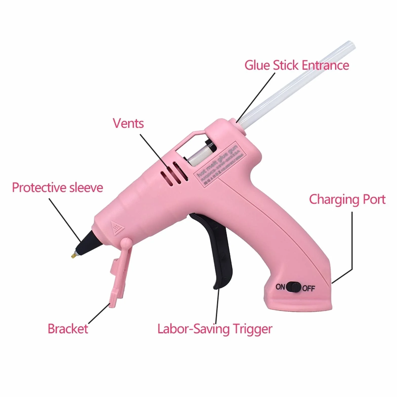 Bezprzewodowy Pistolet Do Klejenia Na Gorąco Dziecko Rękodzieło Domowe DIY Naprawa Użyj 7mm Klej W Sztyfcie Bezprzewodowy Pistolet Do Kleju 3.6V 60 Min Czas Użytkowania(SET-3)