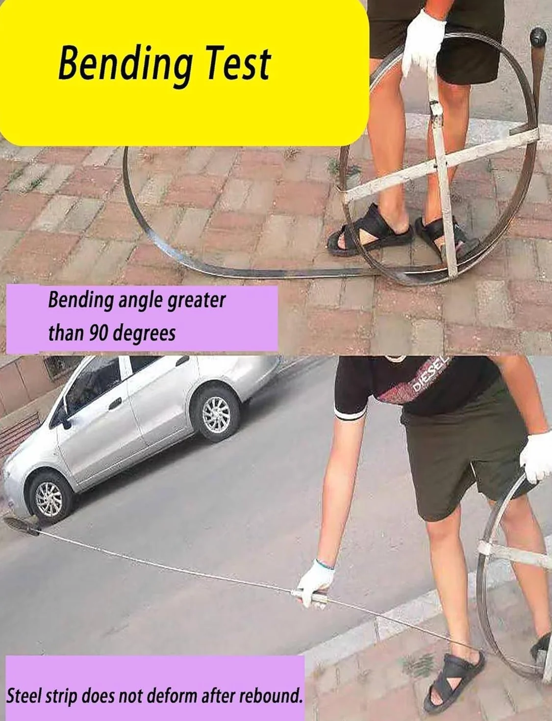 Płaski pręt spustowy ze stali manganowej | Płaski drążek do czyszczenia odpływów o długości 10–25 m(4 Cm/1.6 in,L 10m)