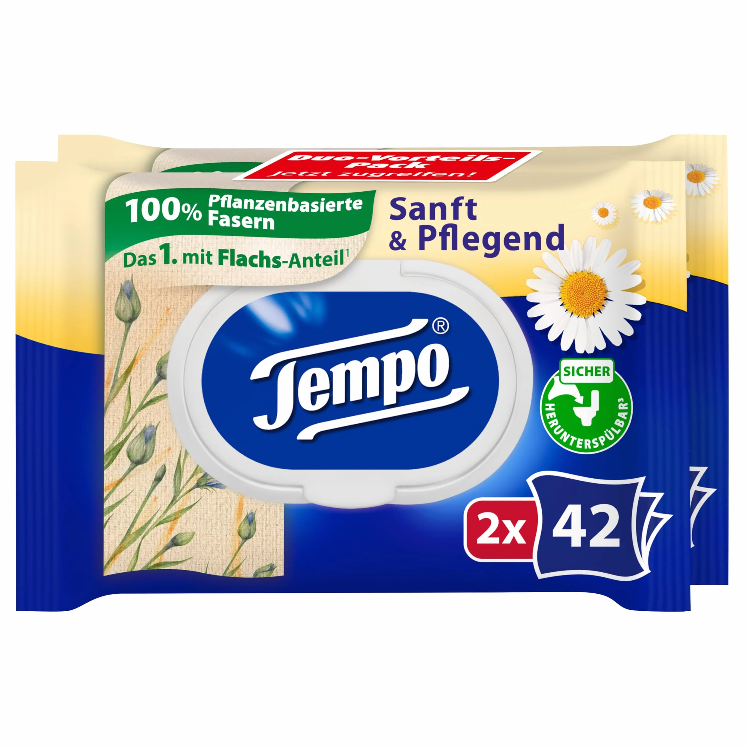 Tempo 836198 Nawilżane Chusteczki Toaletowe, 16 Opakowań