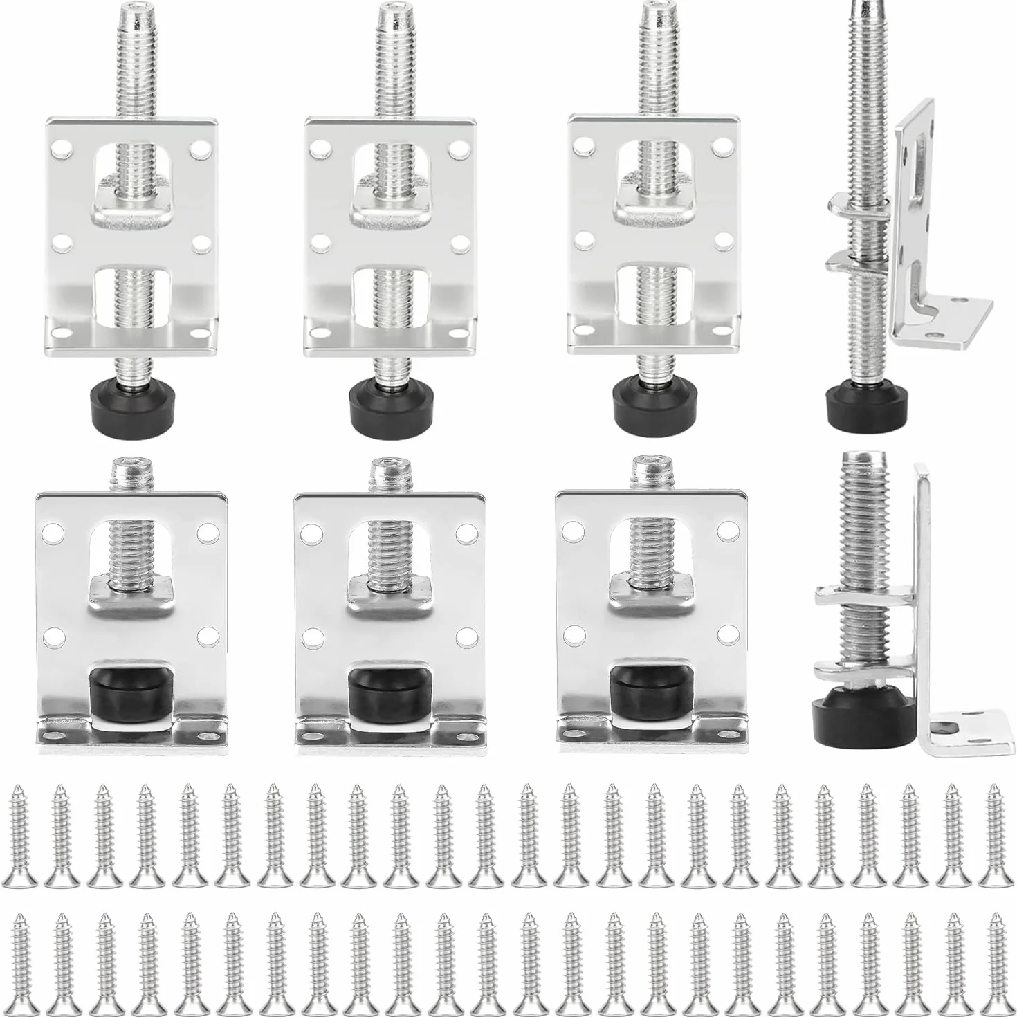 Zestaw 8 regulowanych nóżek meblowych, 55/102 mm, do dużych obciążeń, z 48 małymi śrubami, do mebli, stołu, regału, szafy, stołu warsztatowego