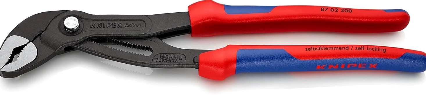 KNIPEX Cobra Szczypce nastawne do rur nowej generacji fosforanowana, szara z osłonkami wielokomponentowymi 300 mm, 87 02 300