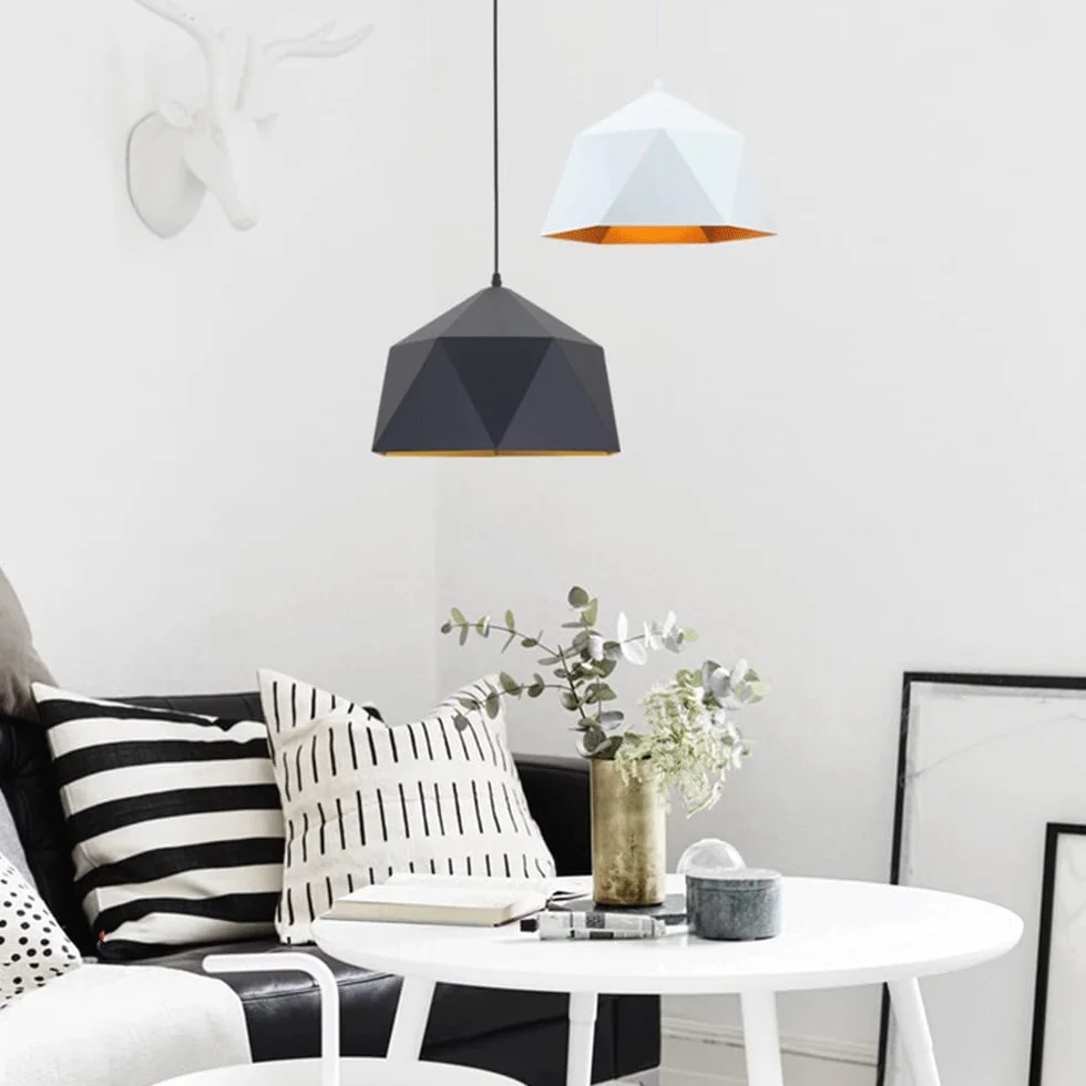 CHENKUI Czarny Minimalistyczny Klosz Wiszący Z Matową Geometrią Nowoczesna Sufitowa Lampa Wisząca E27/E26 Base Vintage Kreatywne Regulowane Żyrandole Do Kuchni, Sypialni, Jadalni, Kawiarni