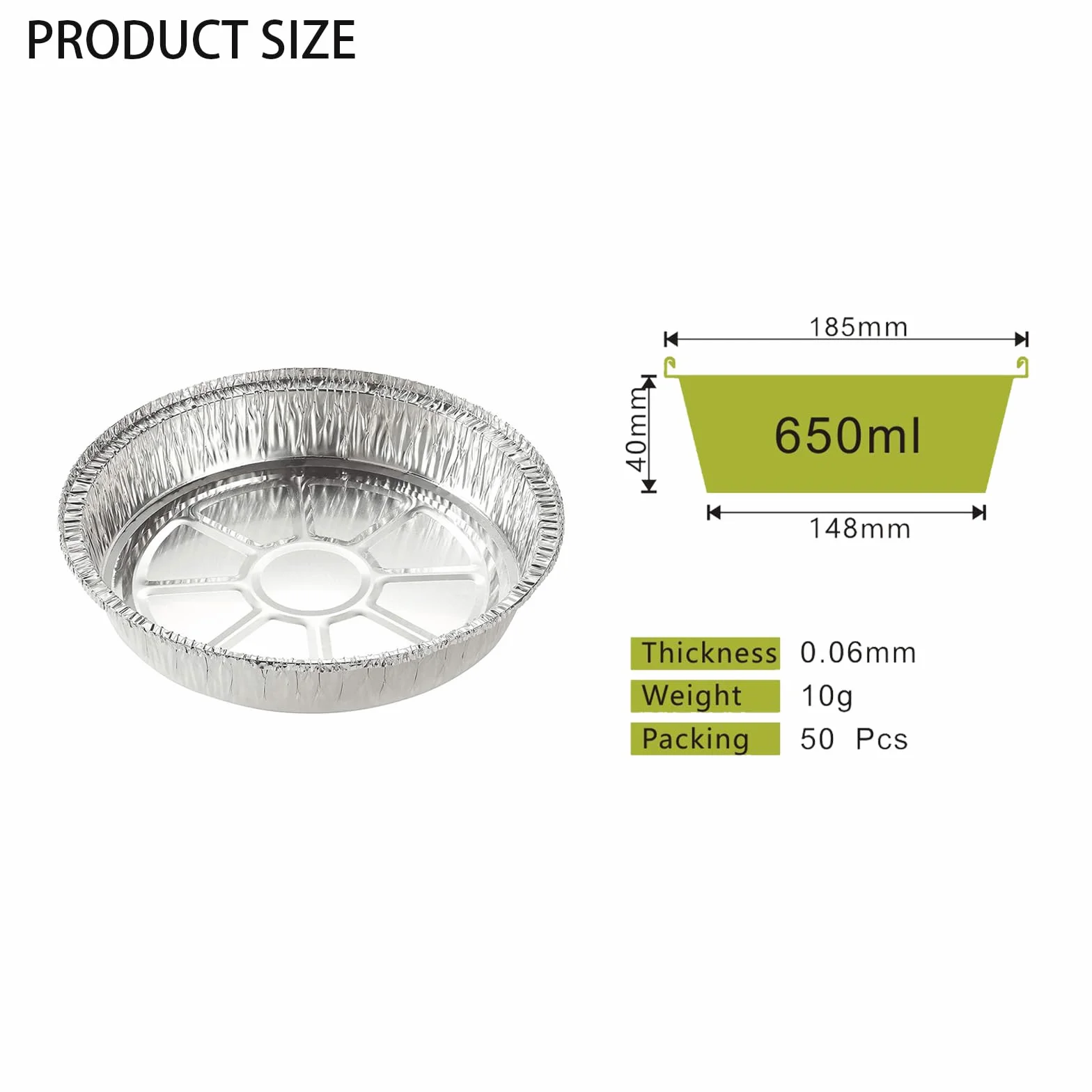50 sztuk aluminiowych okrągłych misek, jednorazowych aluminiowych pojemników, jednorazowych patelni, aluminiowych pojemników, do gotowania, gotowania na parze, gotowania (7 cali)
