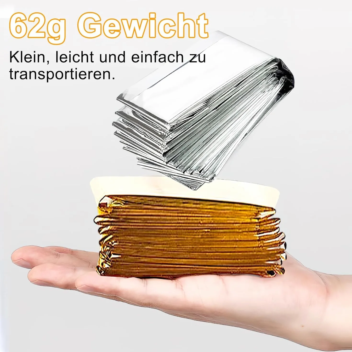 HENGBIRD Koc Ratunkowy, 10 Sztuk, Złoty i Srebrny, 210 x 130 cm, Koc Termiczny, Folia Ratunkowa, Koc do Pierwszej Pomocy, Outdoor, Kemping, Wędrówki, Koc Survivalowy