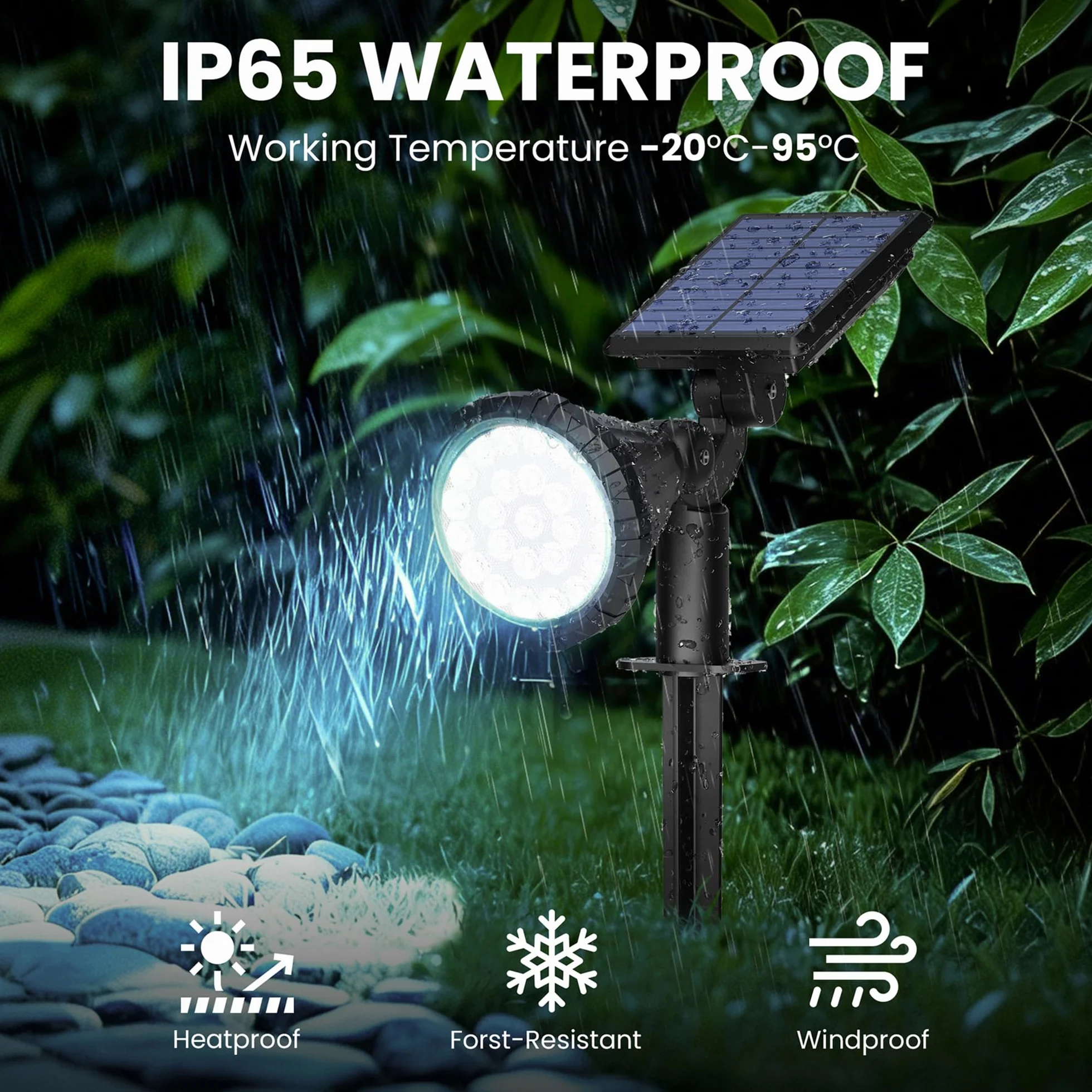Solpex Solarne oświetlenie punktowe do użytku na zewnątrz, klasa wodoszczelności IP65, 25 diody LED, zasilane energią słoneczną reflektory do ścieżek, ogrodów, ogrodzeń (białe, 6 sztuki)
