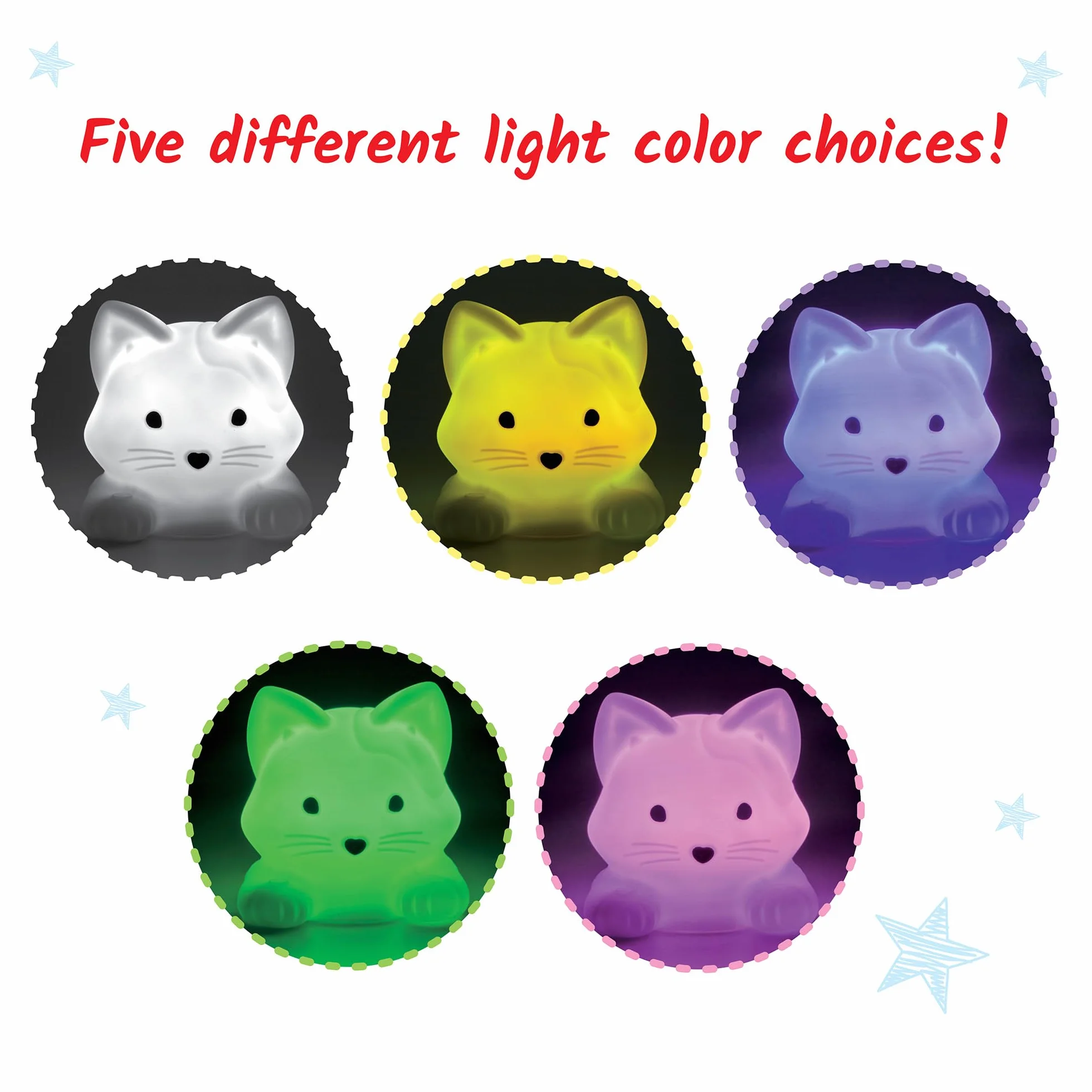 Learning Resources Kotek Luna The Calming Kitty, Nauka głębokiego oddychania, Lampka nocna w kształcie zwierzątka z możliwością ładowania, Łagodzenie lęku u dzieci, Uważność dla dzieci, 3+