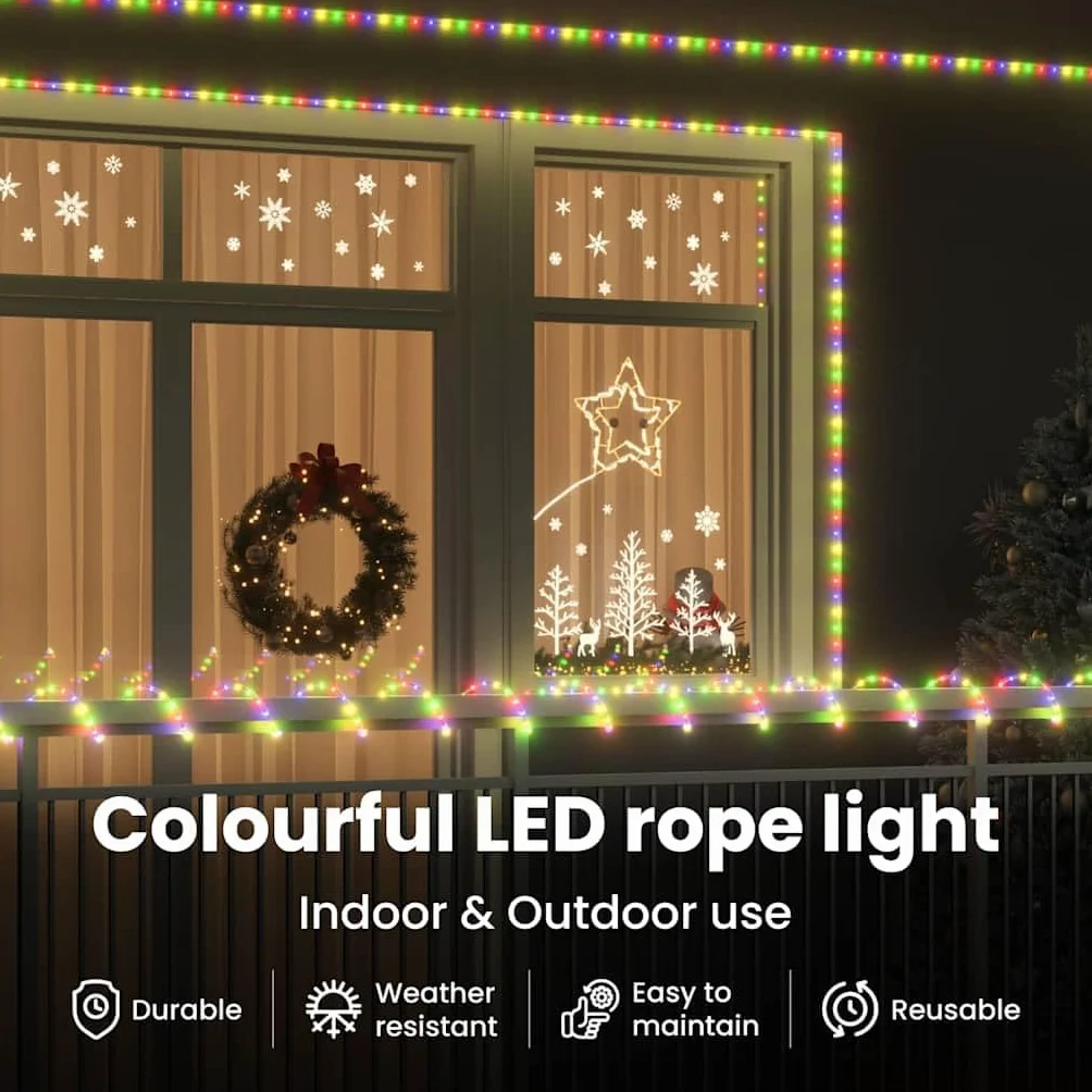 vidaXL Lina świetlna z 240 diodami LED Wielokolorowe 10 m PVC, Oświetlenie LED, elastyczne lampki na żyłce, dekoracyjne świetlne akcenty, do domu i ogrodu, idealne na Święta