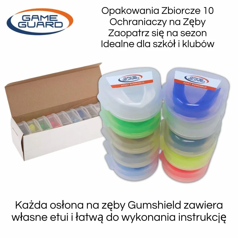GAME GUARD 1 x Ochraniacz na zęby - Formowalne ochraniacze na zęby/ochraniacze na dziąsła - Zatwierdzone przez CE, Sporty szkolne, Rugby, Hokej, Boks, GAA, Sztuki walki (SENIOR - BIAŁY)