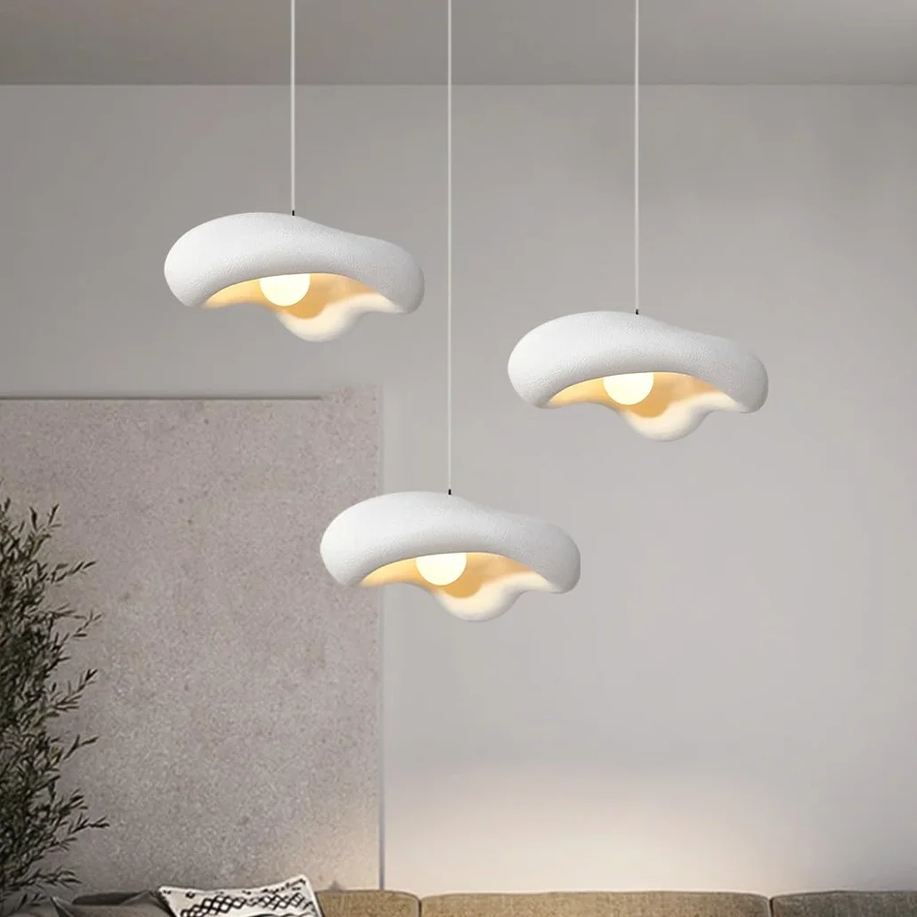 Kreatywna Kwiatowa Lampa Wisząca Wabi-Sabi Lampa Wisząca E27 Nowoczesna Lampy Wiszące Polistyren Lampa Styl Nordycki Do Sypialni Salonu Jadalni Kuchni Pokoju Dziecięcego Żyrandol(White,B)