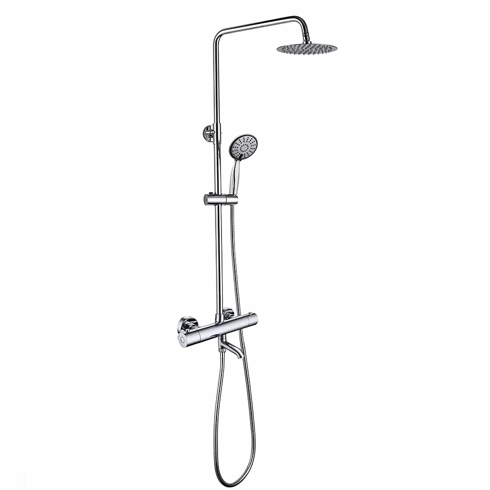 Kibath L455521 kolumna prysznicowa termostat okrągła armatura wylewka Plus, chrom błyszczący