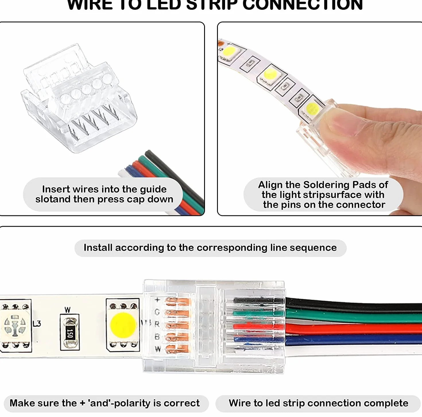RUNCCI-YUN 20 sztuk złącza taśmy LED 5-pinowe 12 mm, złącza taśm LED bezołowiowe, 5-pinowe kable połączeniowe, na 12 mm szerokość paska SMD 5050 RGBW LED 5V 12V 24V (przezroczysty)