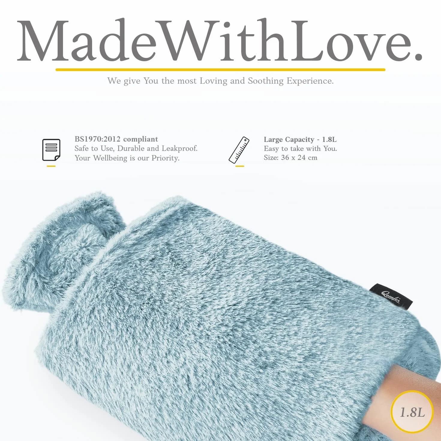 Hot Water Bottle 2L with Fleece Cover and Kangaroo Pocket Green for Menstrual Cramps Period Comfort