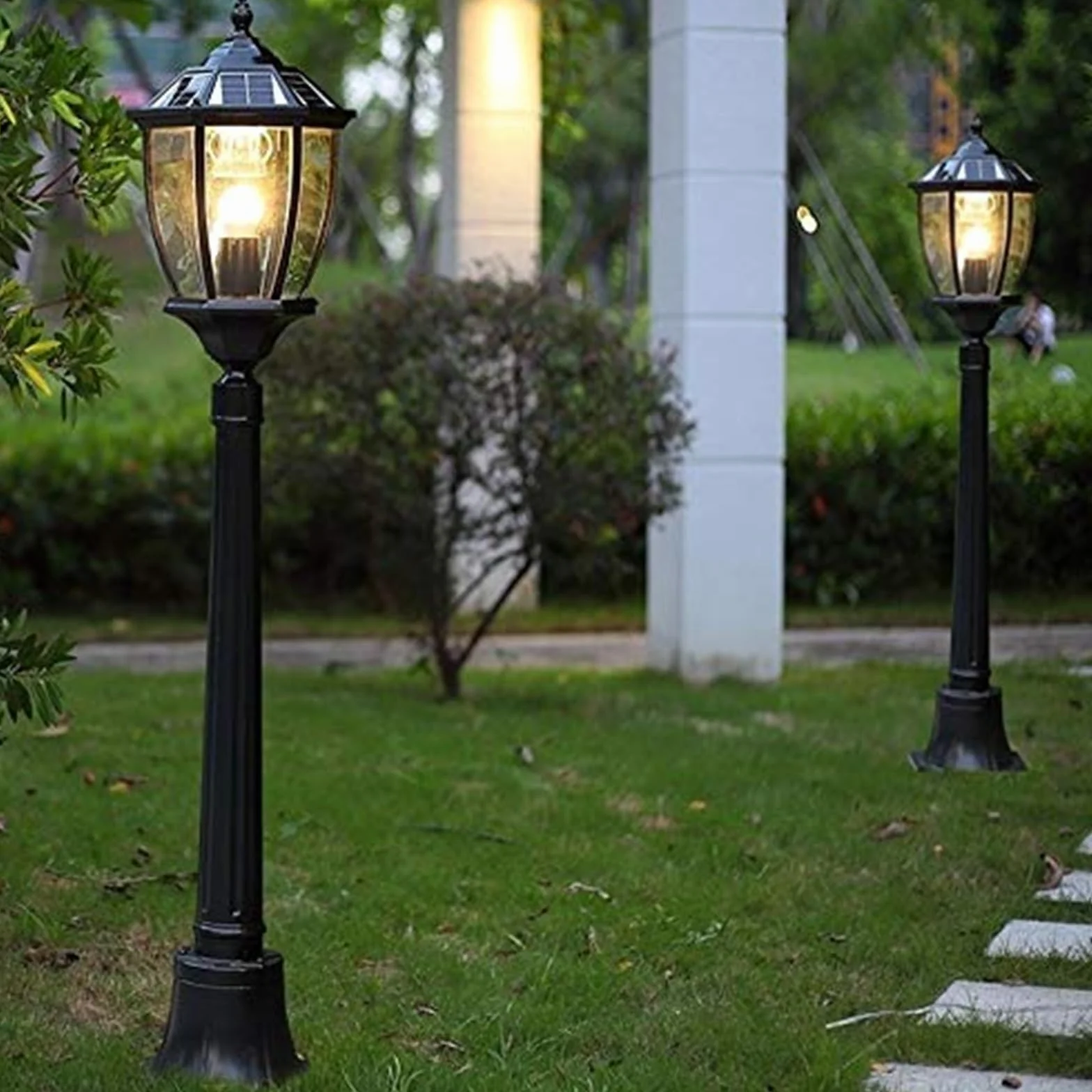 Lampy Zewnętrzne Na Taras, Słupki Oświetleniowe, Wiktoriańskie, Antyczne, Solarne, Wodoodporne, Ogrodowe, Europejskie, Krajobrazowe, Lampa Ścienna, Retro, Wysok(Czarny-1,4M)