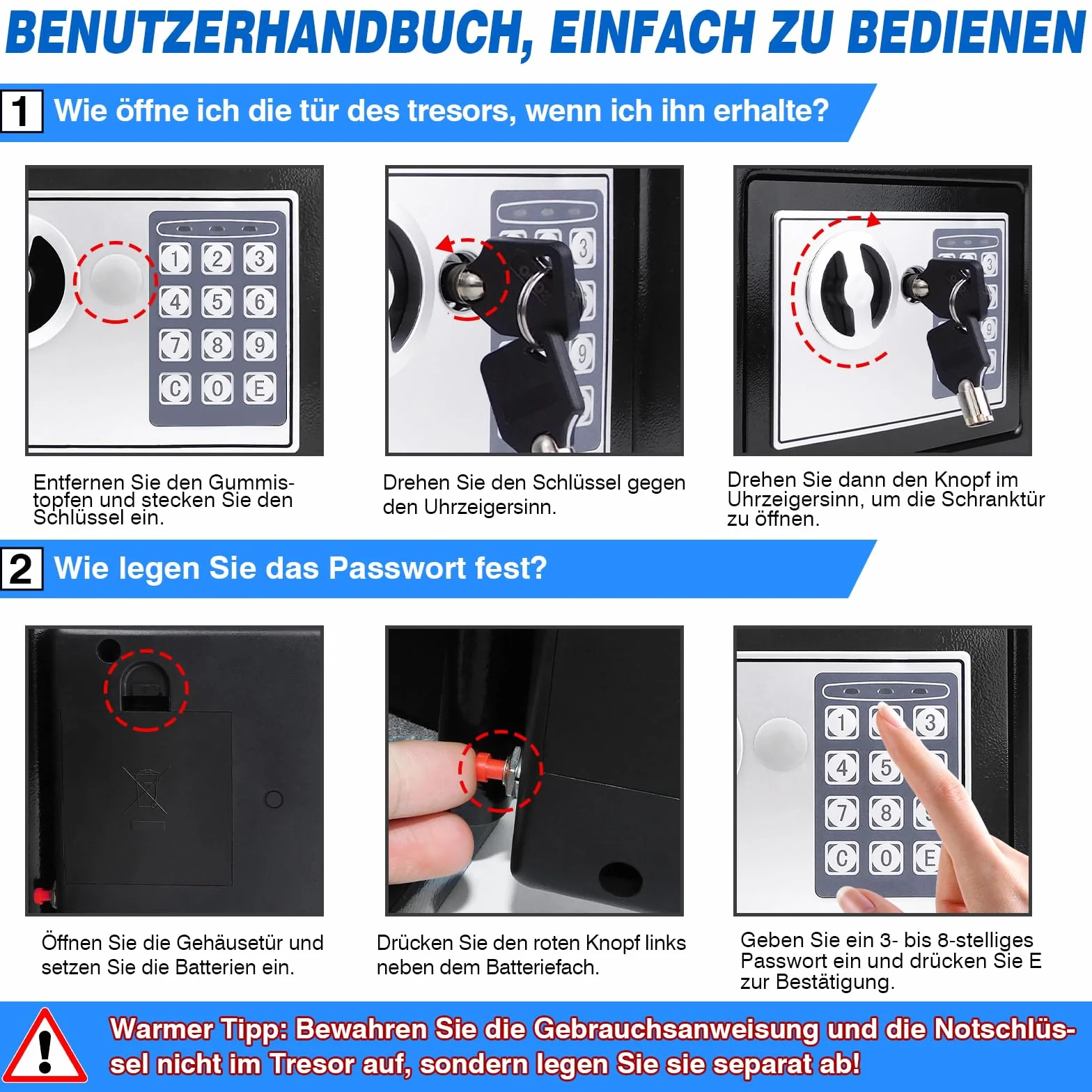 Elektroniczny sejf 4,6 l, ognioodporny sejf meblowy, na biżuterię, bezpieczeństwo na gotówkę, wodoszczelny sejf ścienny z 2 podwójnymi bolcami stalowymi i 2 kluczami awaryjnymi, zamek szyfrowy