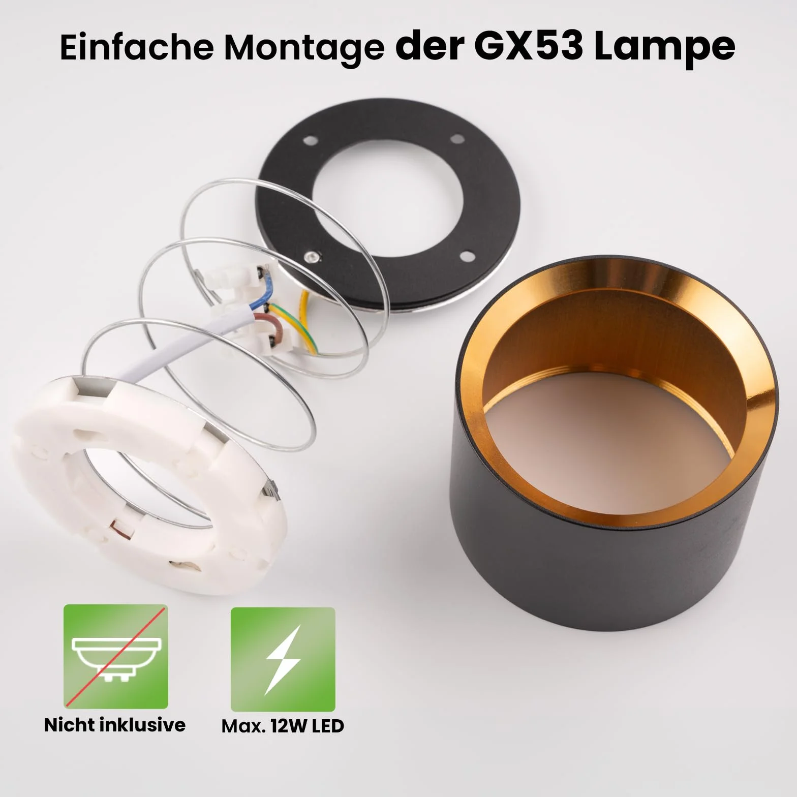 Lumiled Reflektor do montażu, lampa natynkowa Tuba, zewnętrzny spot, reflektor do montażu, lampa natynkowa, 230V, lampa sufitowa z gniazdem Gx53, zewnętrzna lampa montażowa z aluminium, downlight