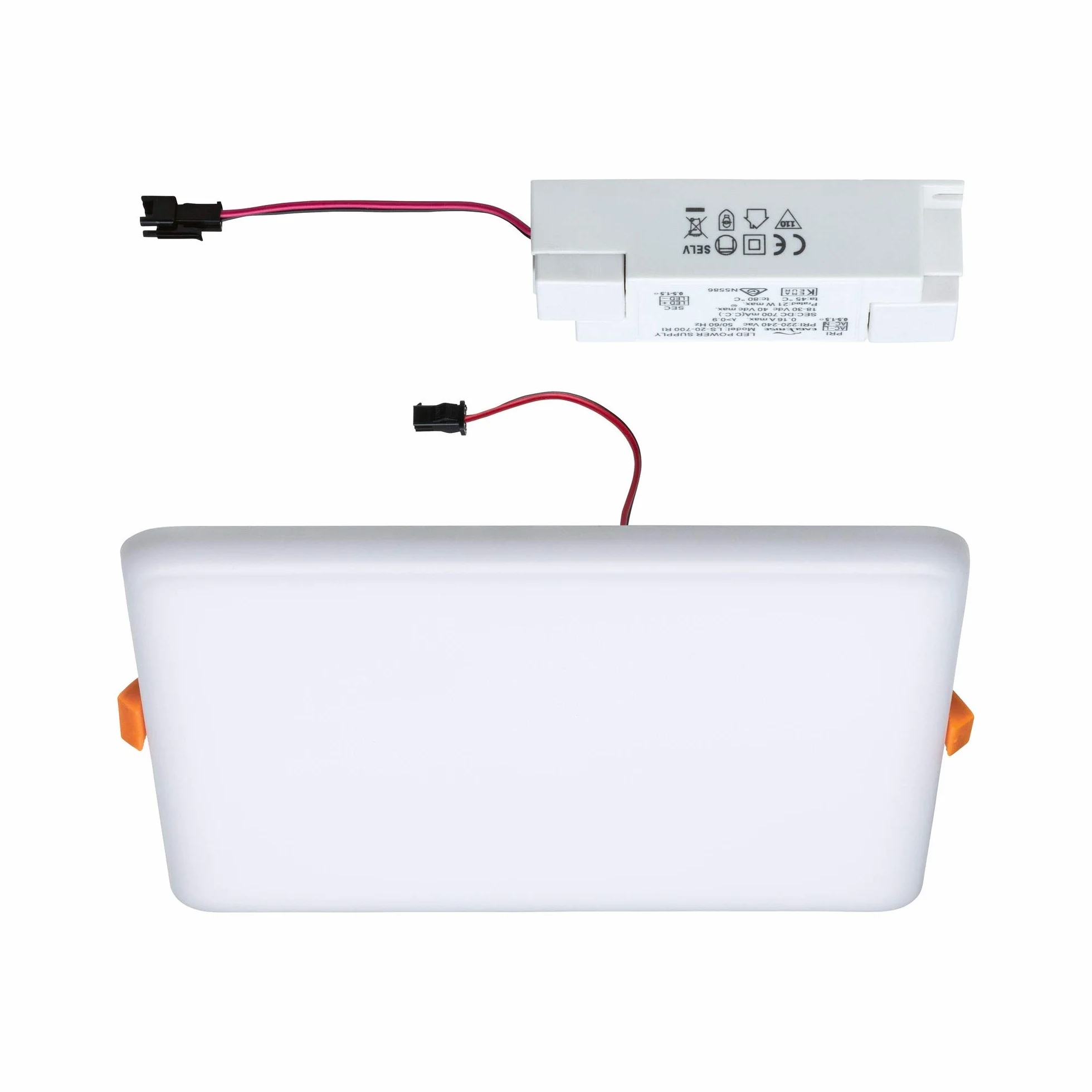 Paulmann 92398 Panel LED, oprawa wpuszczana Veluna VariFit, IP44 185x185mm czworok., w kompl. oprawa sufitowa 1x17,5 W satyn. tworzywo sztuczne 4000 K