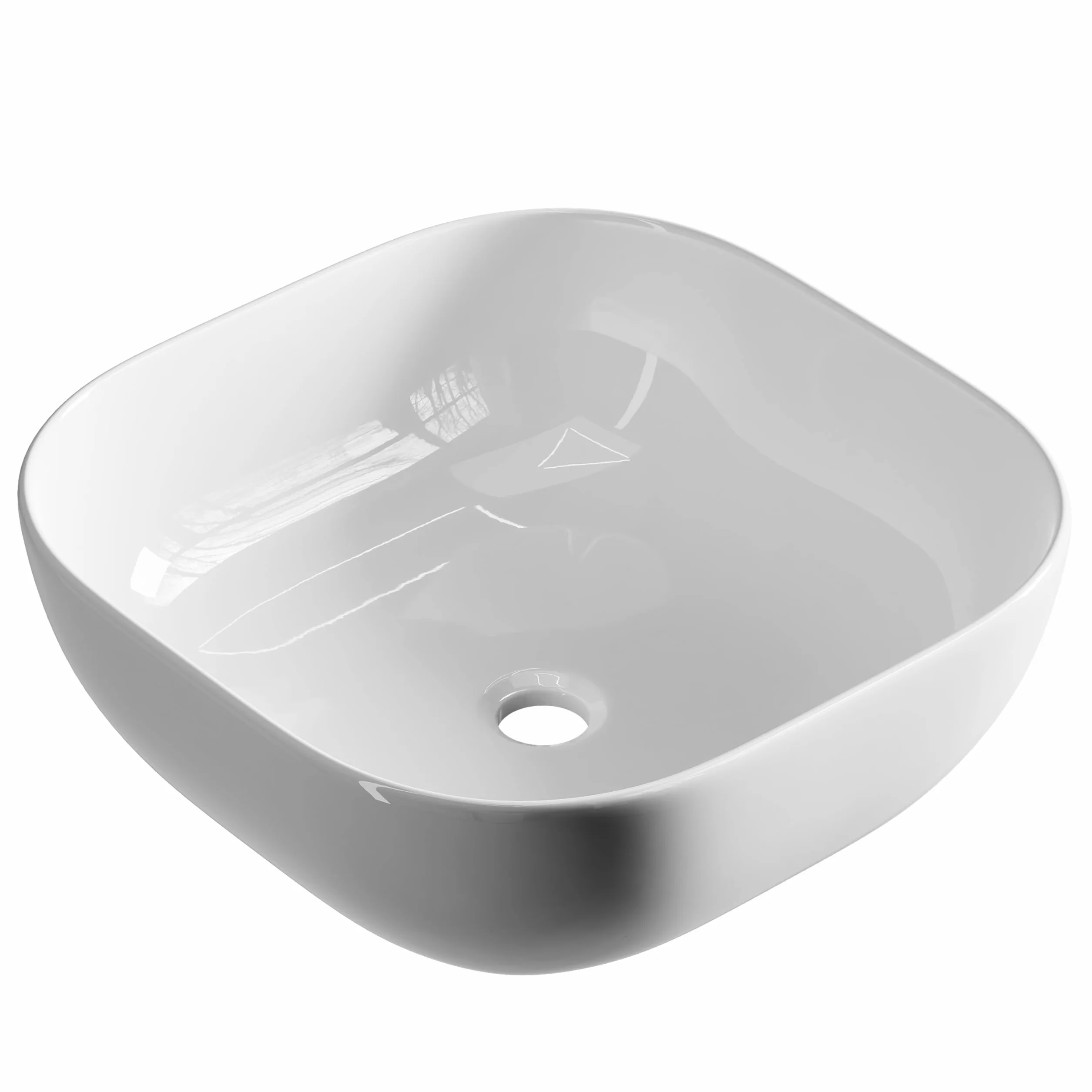 Planetmöbel Aquil Deluxe umywalka Square | Umywalka nablatowa do łazienki i WC dla gości | Umywalka do ręcznego spłukiwania bez otworu na baterię i przelewu | biała, 42,5 x 42,5 x14 cm