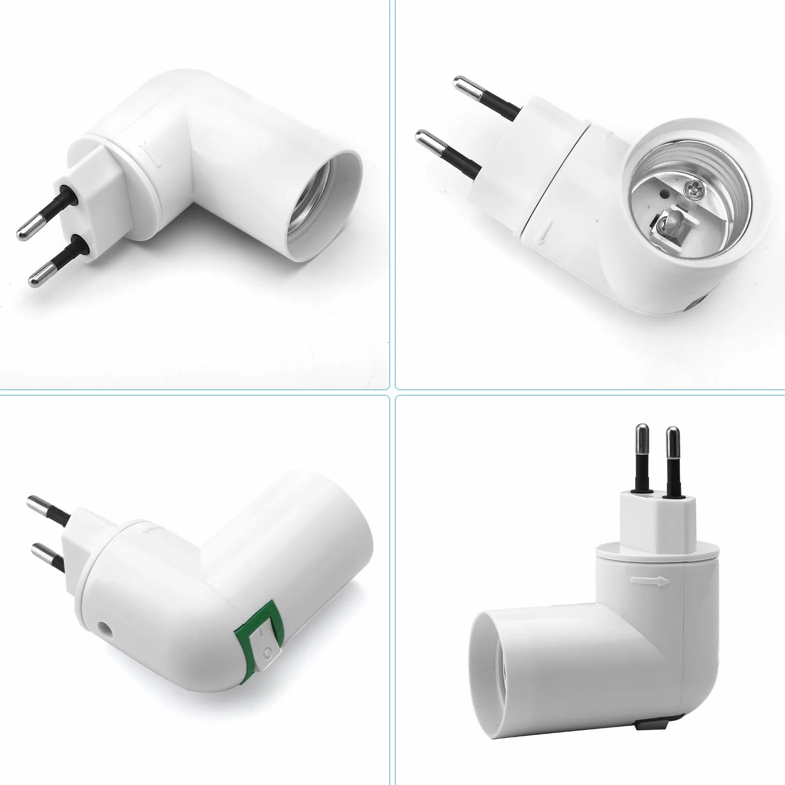 HENGBIRD 2 sztuki oprawek E27 do lampy 360° regulowana oprawa lampy z przełącznikiem, wtyczka EU, gniazdo wtykowe do żarówki, lampy ściennej, adapter cokołowy, lampa kuchenna, konwerter