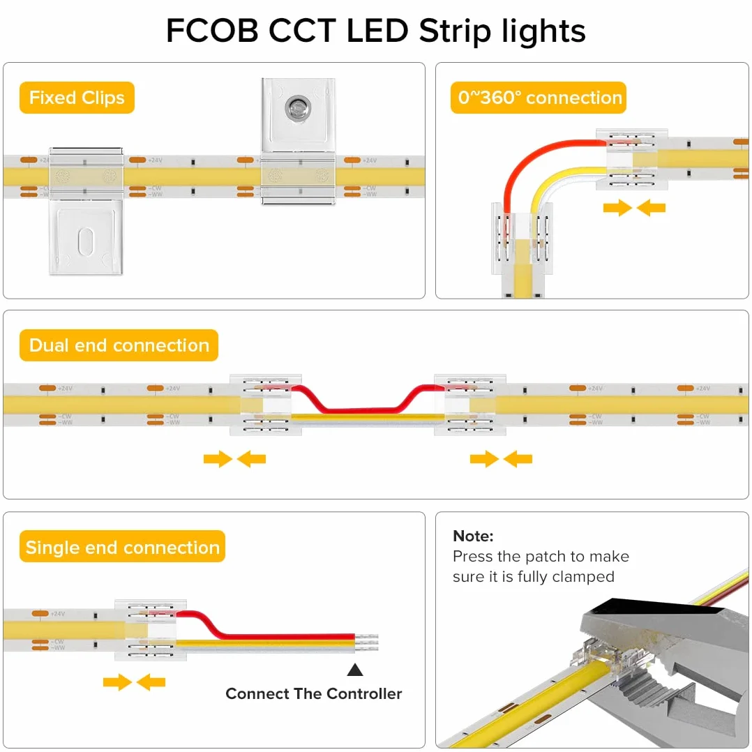BTF-LIGHTING FCOB COB FOB elastyczna taśma LED High Density CCT 2 x 5 m 640 LEDS/M DC24 V 14 W/M regulowana 3000-6000 K CRI> 90 ściemniana, odkształcalna taśma LED do dekoracji wnętrz DIY (tylko
