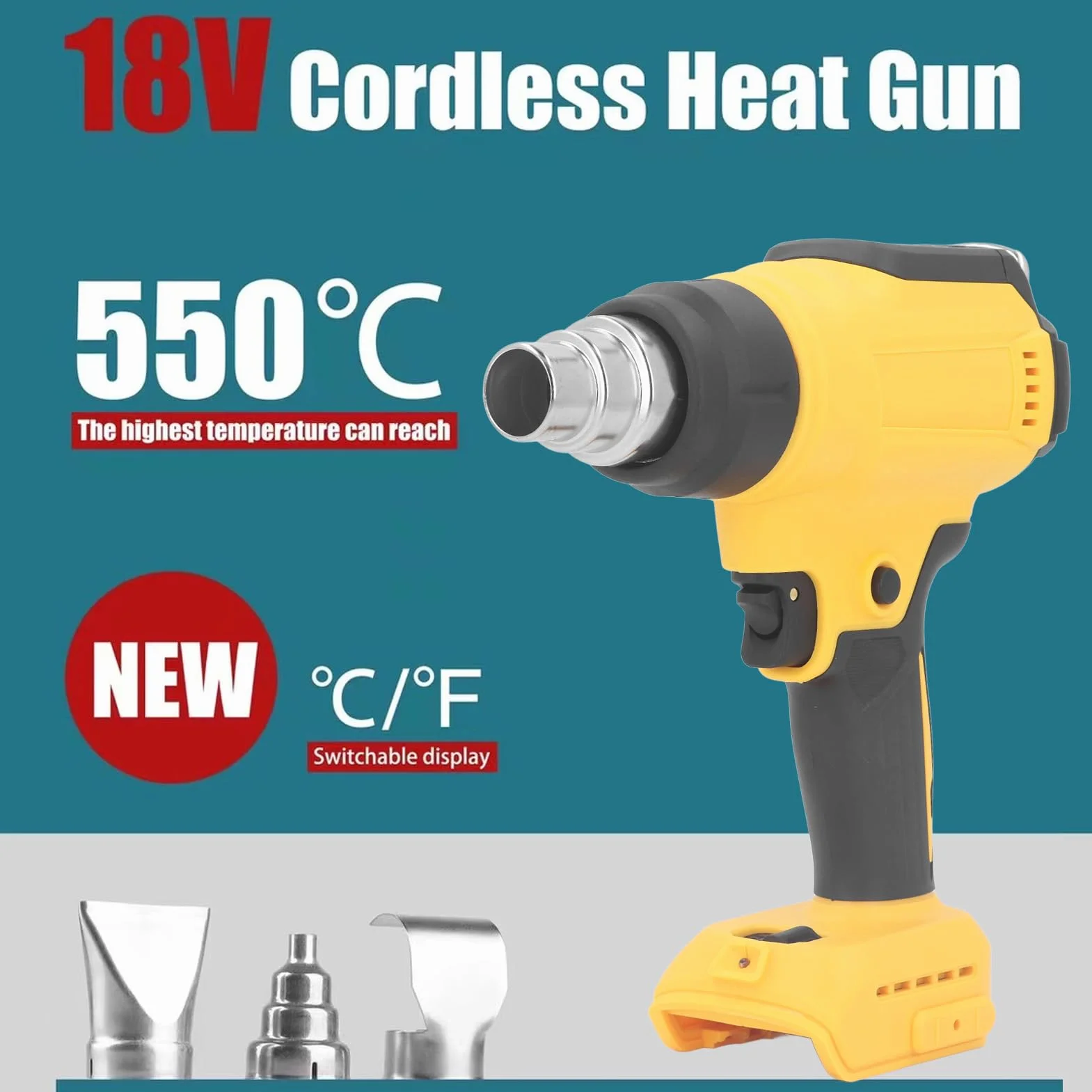 Bezprzewodowa Opalarka 300 W 30~550°C Szybkie Nagrzewanie Opalarka na Gorące Powietrze Ceramiczny rdzeń Grzejny Szybkie Nagrzewanie Wyświetlacz LED Bezprzewodowa Opalarka