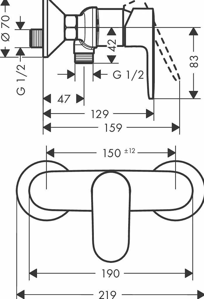 hansgrohe Vivenis Jednouchwytowa bateria umywalkowa ścienna do montażu podtynkowego z wylewką 19,2 cm, element zewnętrzny chrom, 75050000
