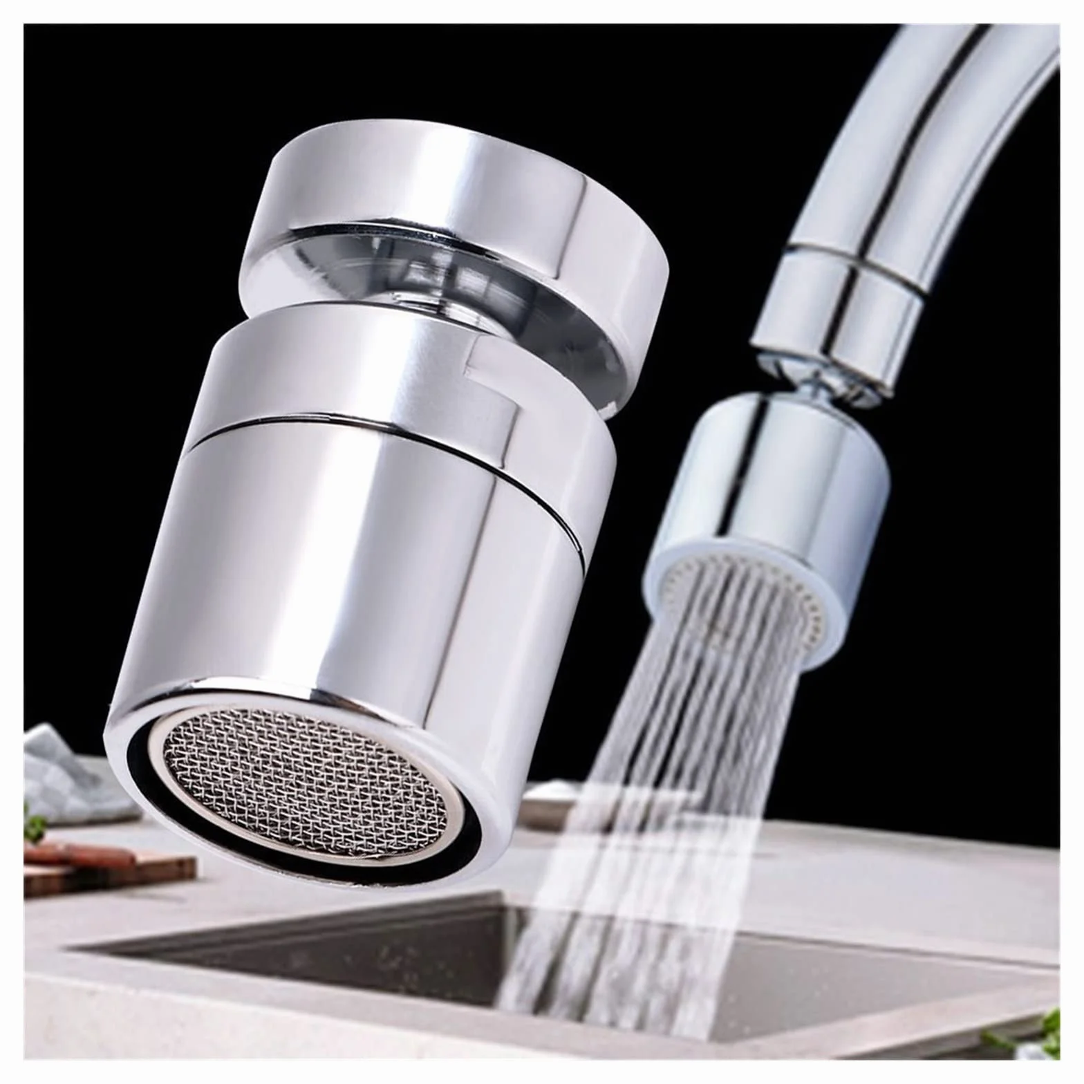Perlator kranu Adapter do kranu do zlewu kuchennego 1 szt. Bateria kuchenna i łazienkowa Aerator, elastyczny stopień Aerator Opryskiwacz Wylot Obrotowy kran Oszczędzający wodę Głowica dyszy kranu